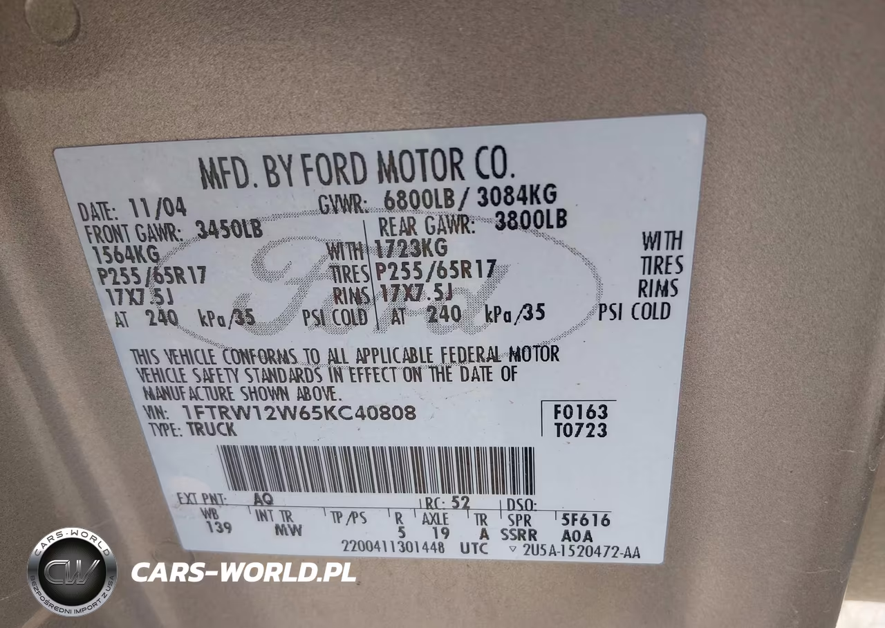2005 Ford F-150 Xlt VIN:1FTRW12W65KC40808 - 9