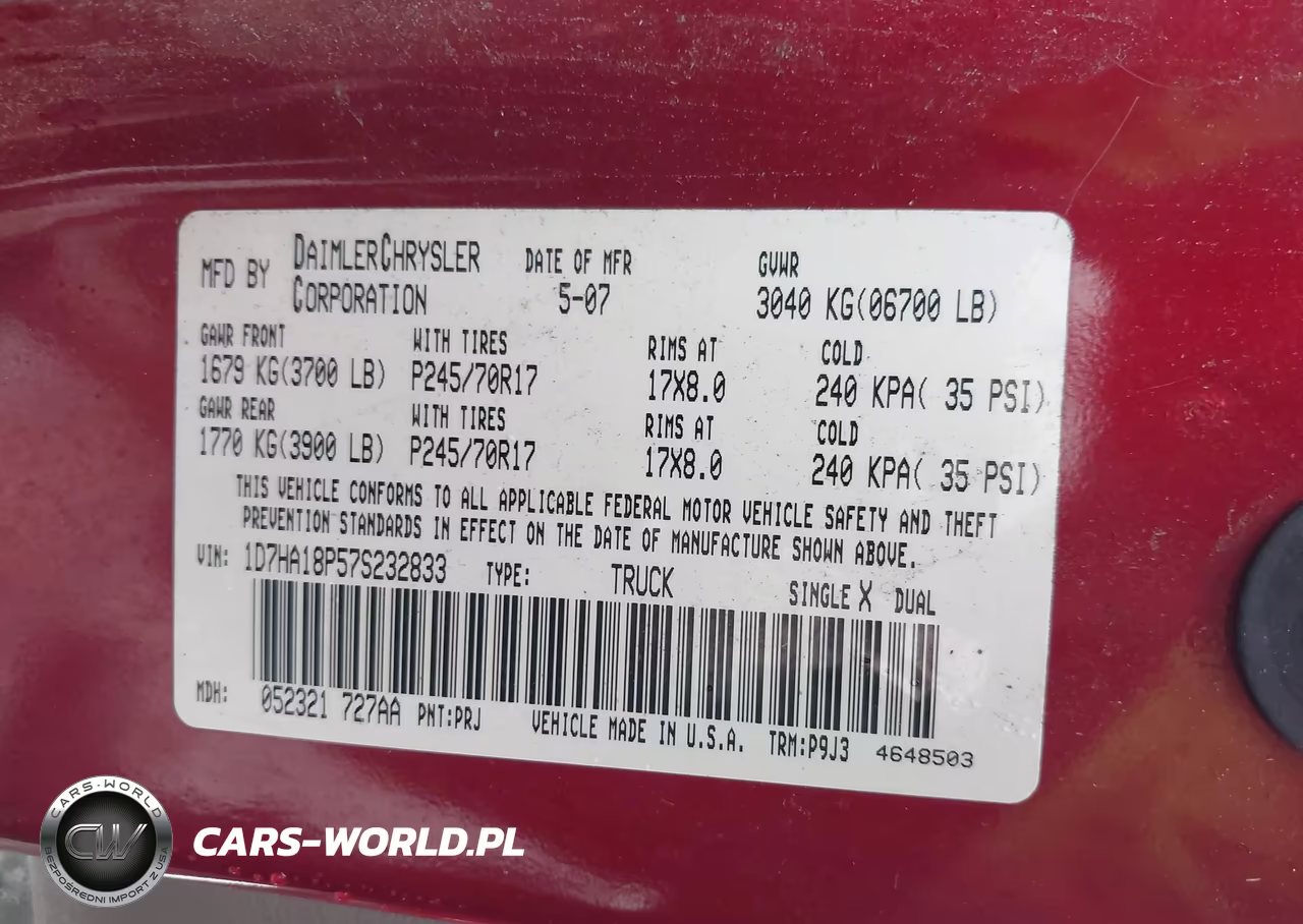 2007 Dodge Ram 1500 St VIN:1D7HA18P57S232833 - 9