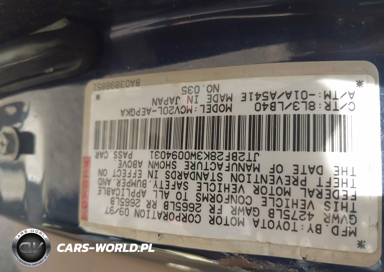 1998 Toyota Camry Xle V6 VIN:JT2BF28K3W0094031 - 9