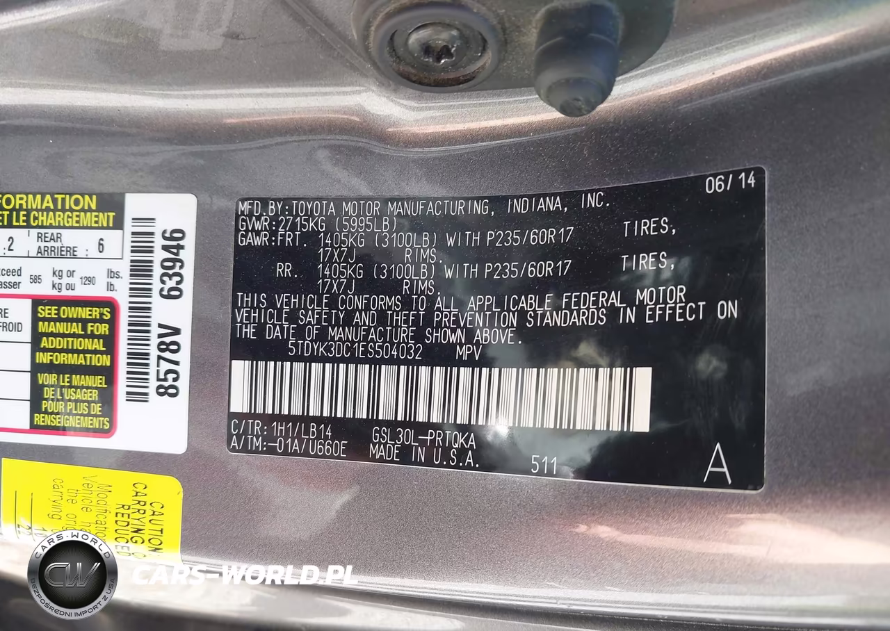 2014 Toyota Sienna Xle V6 8 Passenger VIN:5TDYK3DC1ES504032 - 9