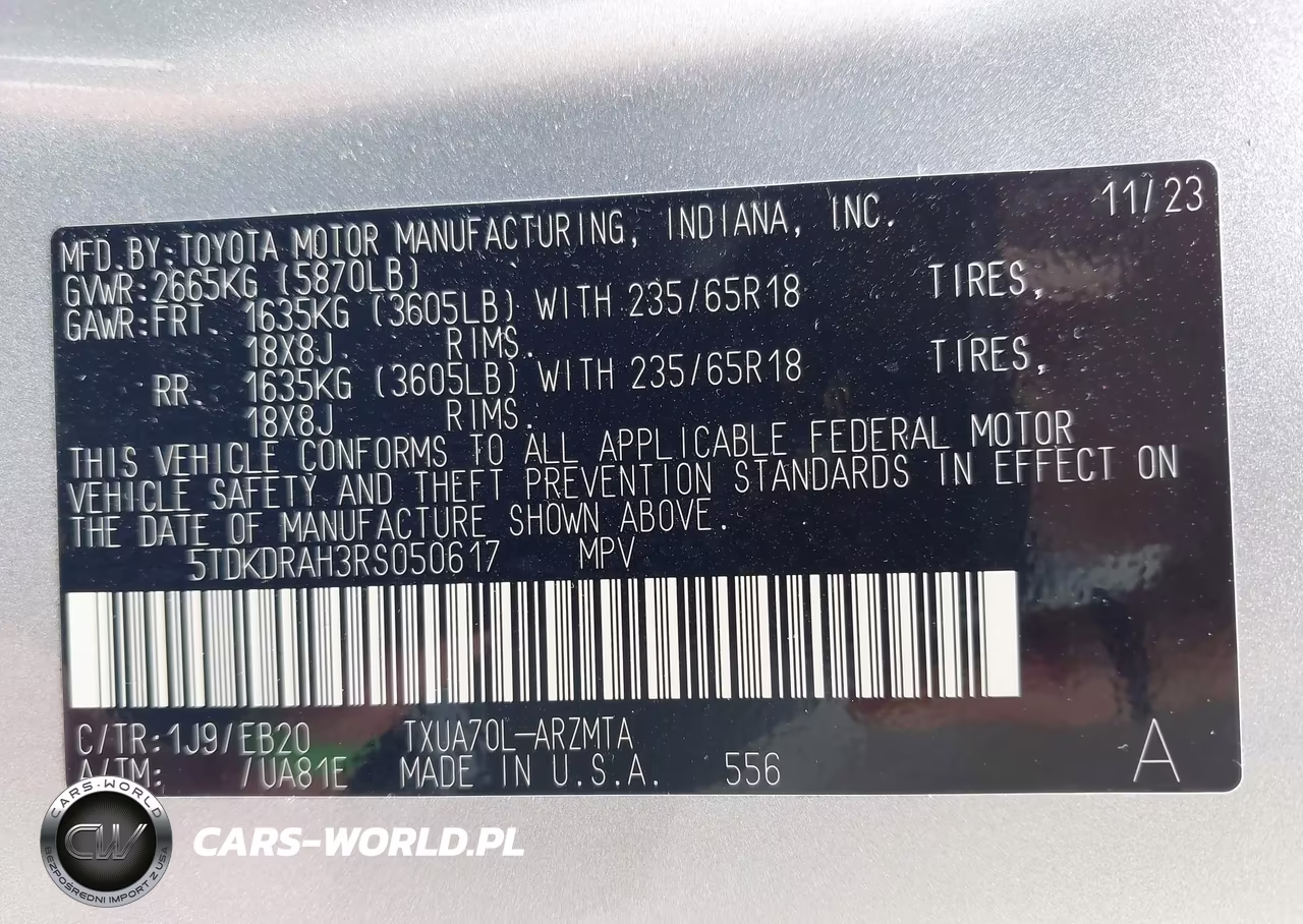 2024 Toyota Highlander Xle VIN:5TDKDRAH3RS050617 - 9