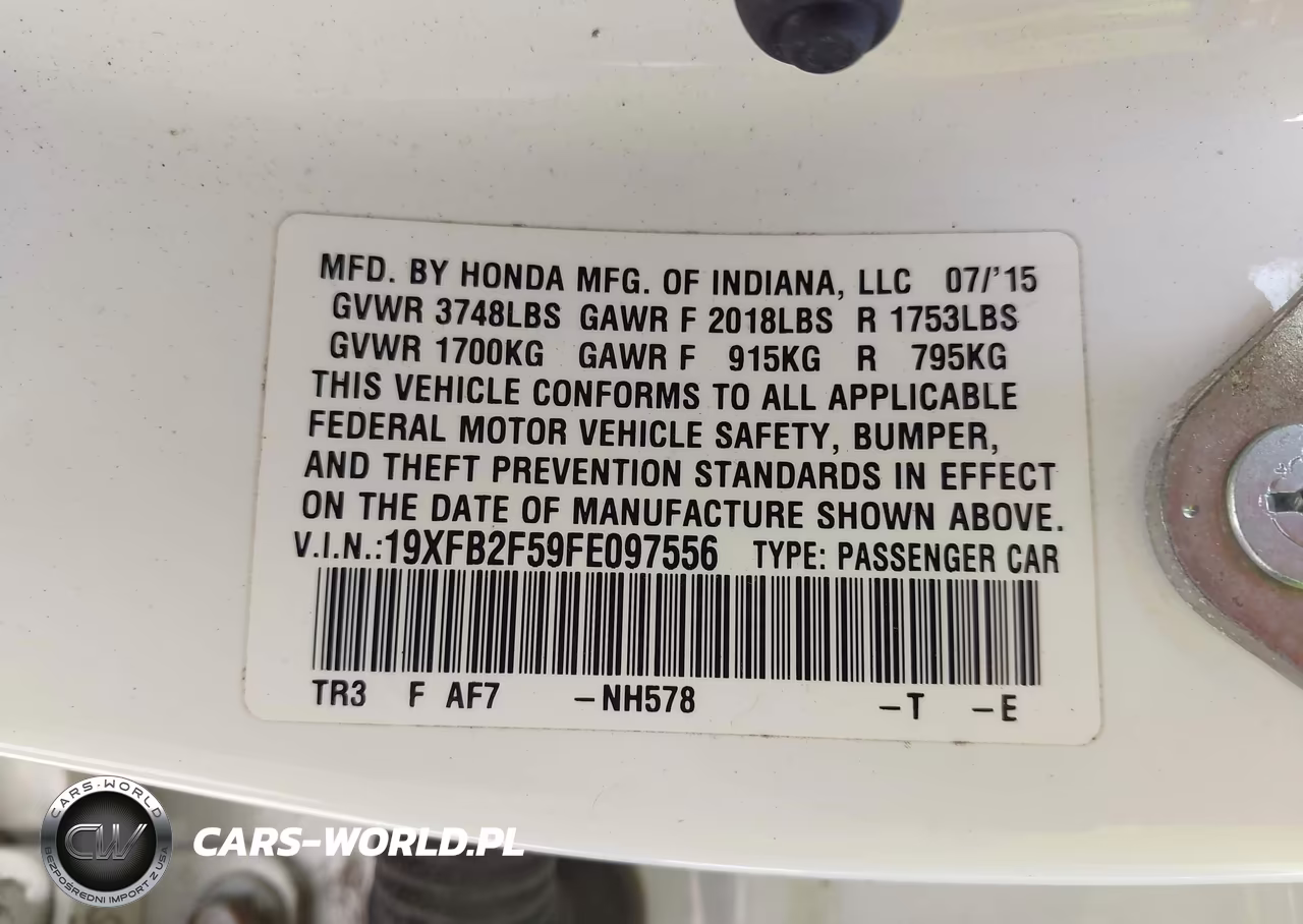 2015 Honda Civic Lx VIN:19XFB2F59FE097556 - 9