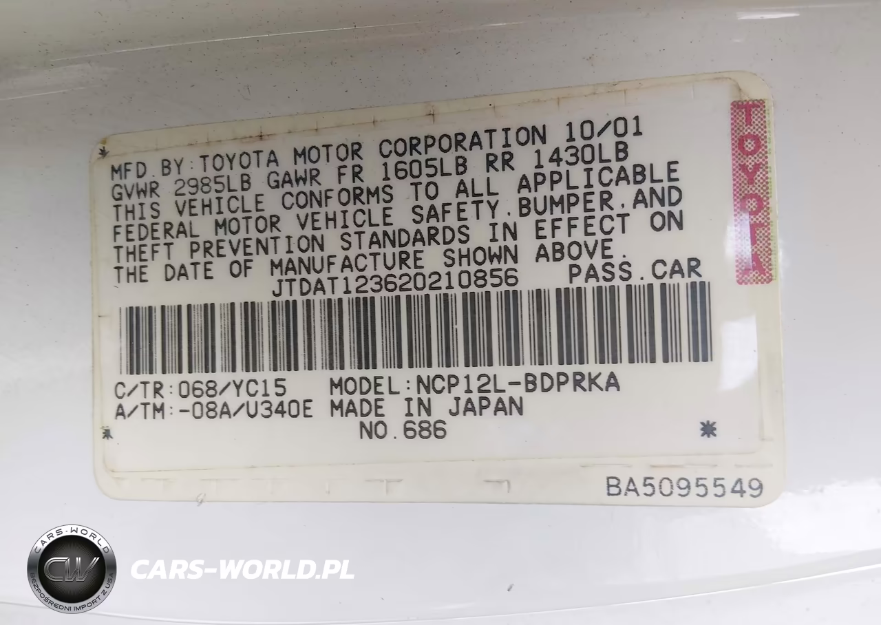 2002 Toyota Echo VIN:JTDAT123620210856 - 9