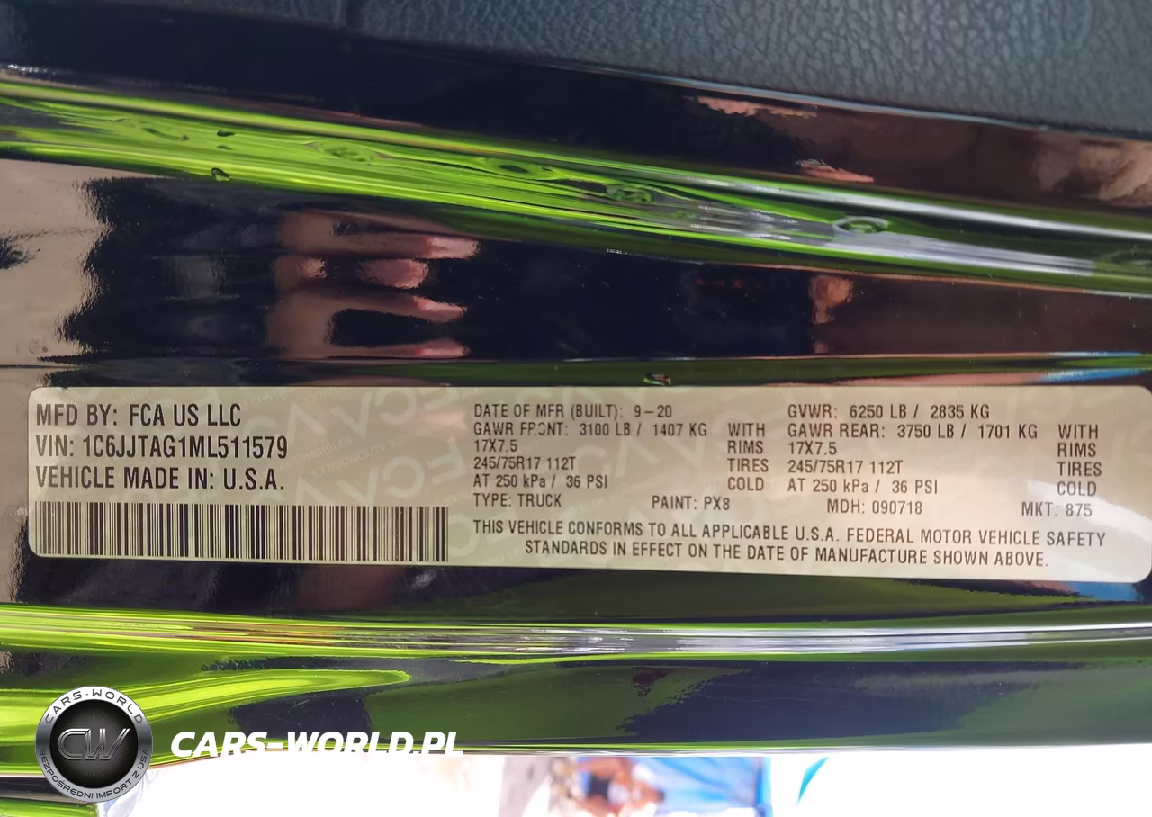 2021 Jeep Gladiator Sport 4X4 VIN:1C6JJTAG1ML511579 - 9