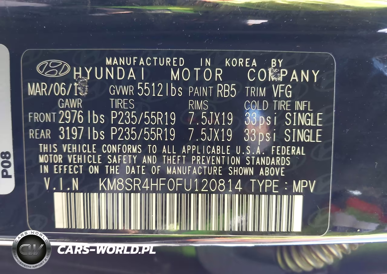 2015 Hyundai Santa Fe Gls VIN:KM8SR4HF0FU120814 - 9