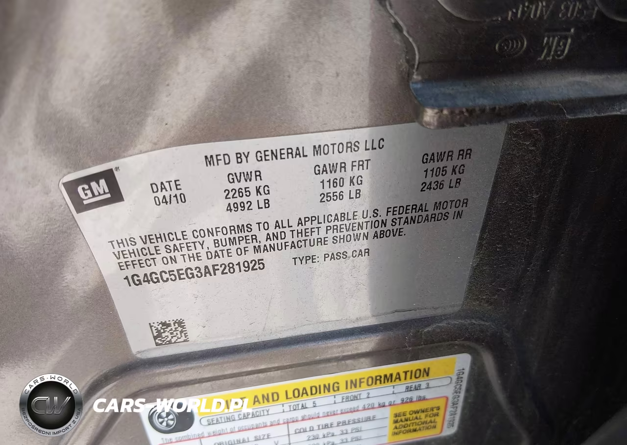 2010 Buick Lacrosse Cxl VIN:1G4GC5EG3AF281925 - 9