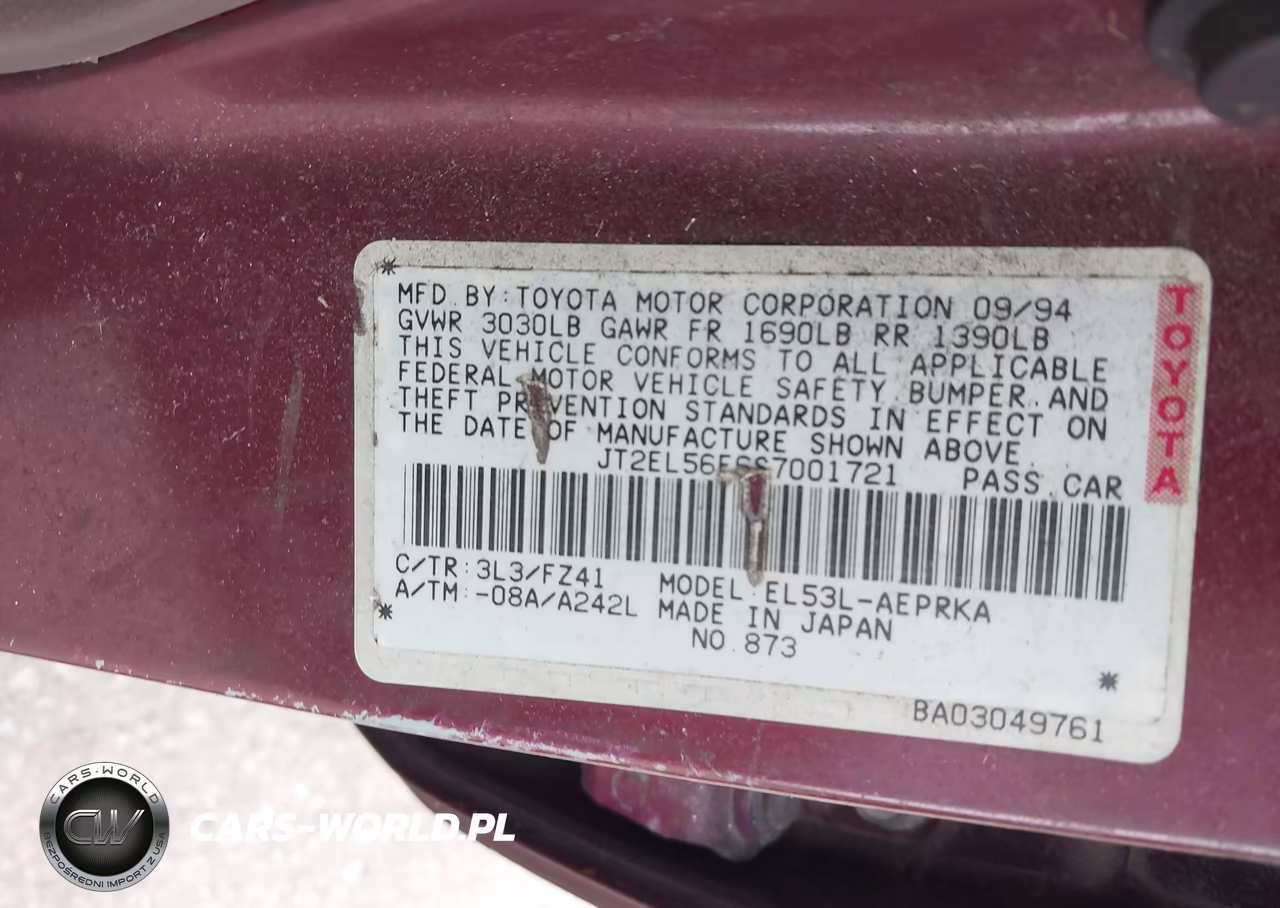 1995 Toyota Tercel Dx VIN:JT2EL56E6S7001721 - 9