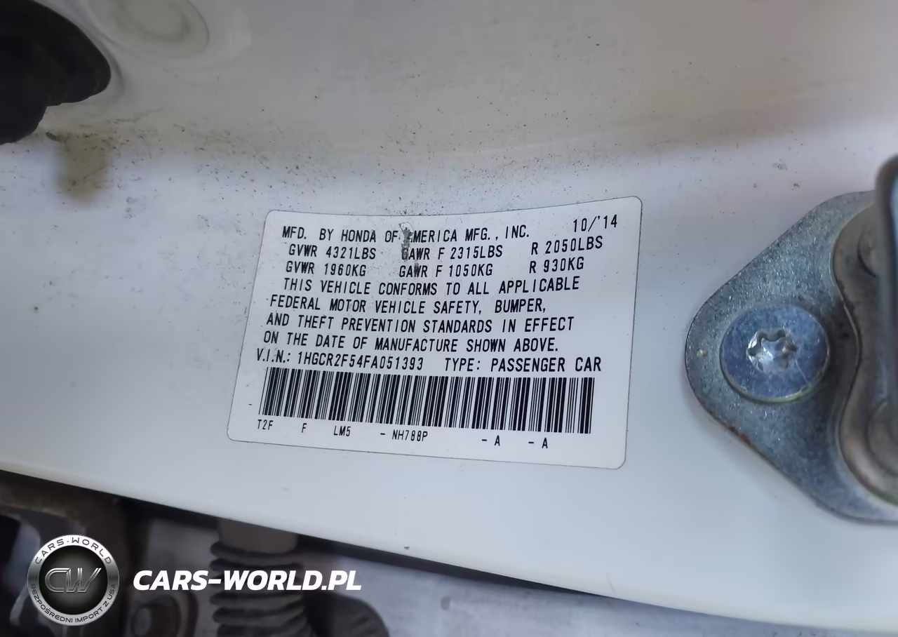2015 Honda Accord Sport VIN:1HGCR2F54FA051393 - 9