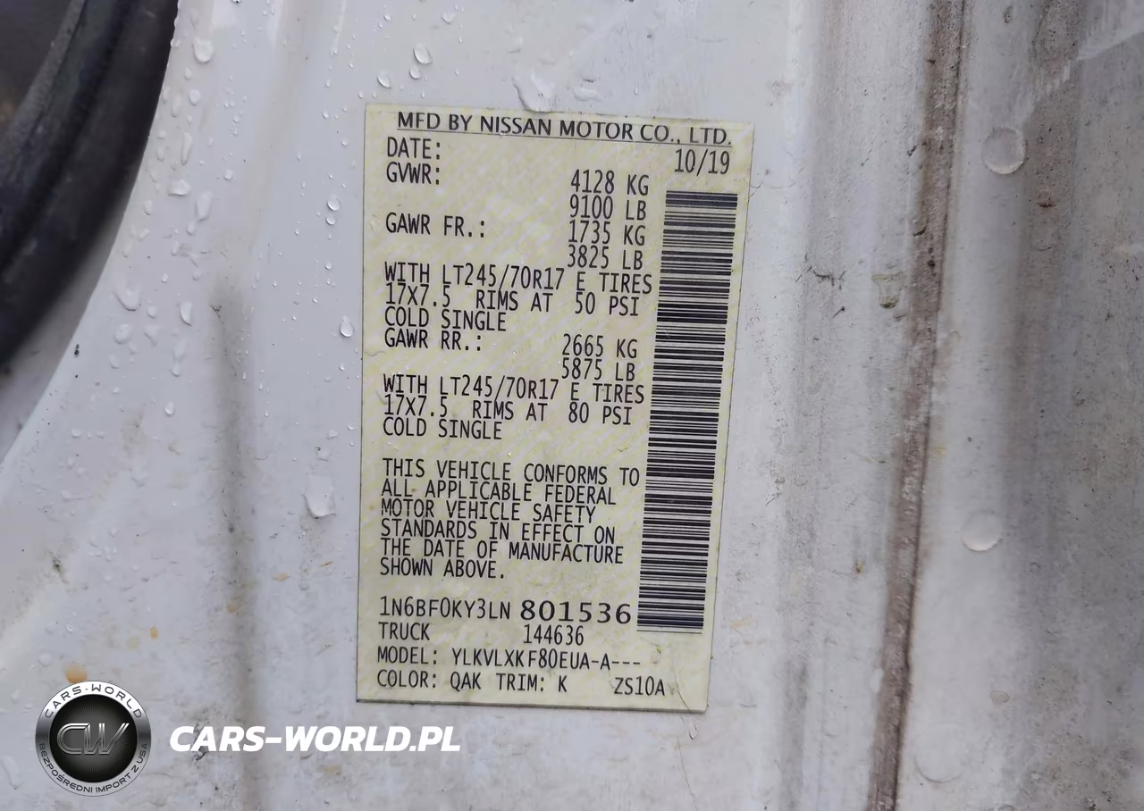 2020 Nissan Nv Cargo Nv2500 Hd Sv Standard Roof V6 VIN:1N6BF0KY3LN801536 - 9