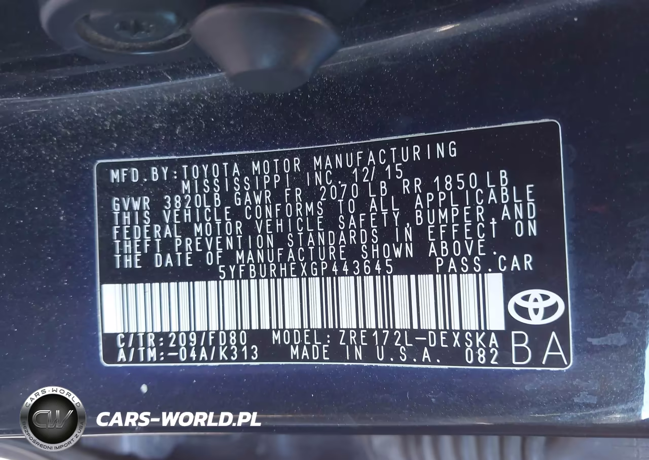 2016 Toyota Corolla S VIN:5YFBURHEXGP443645 - 9