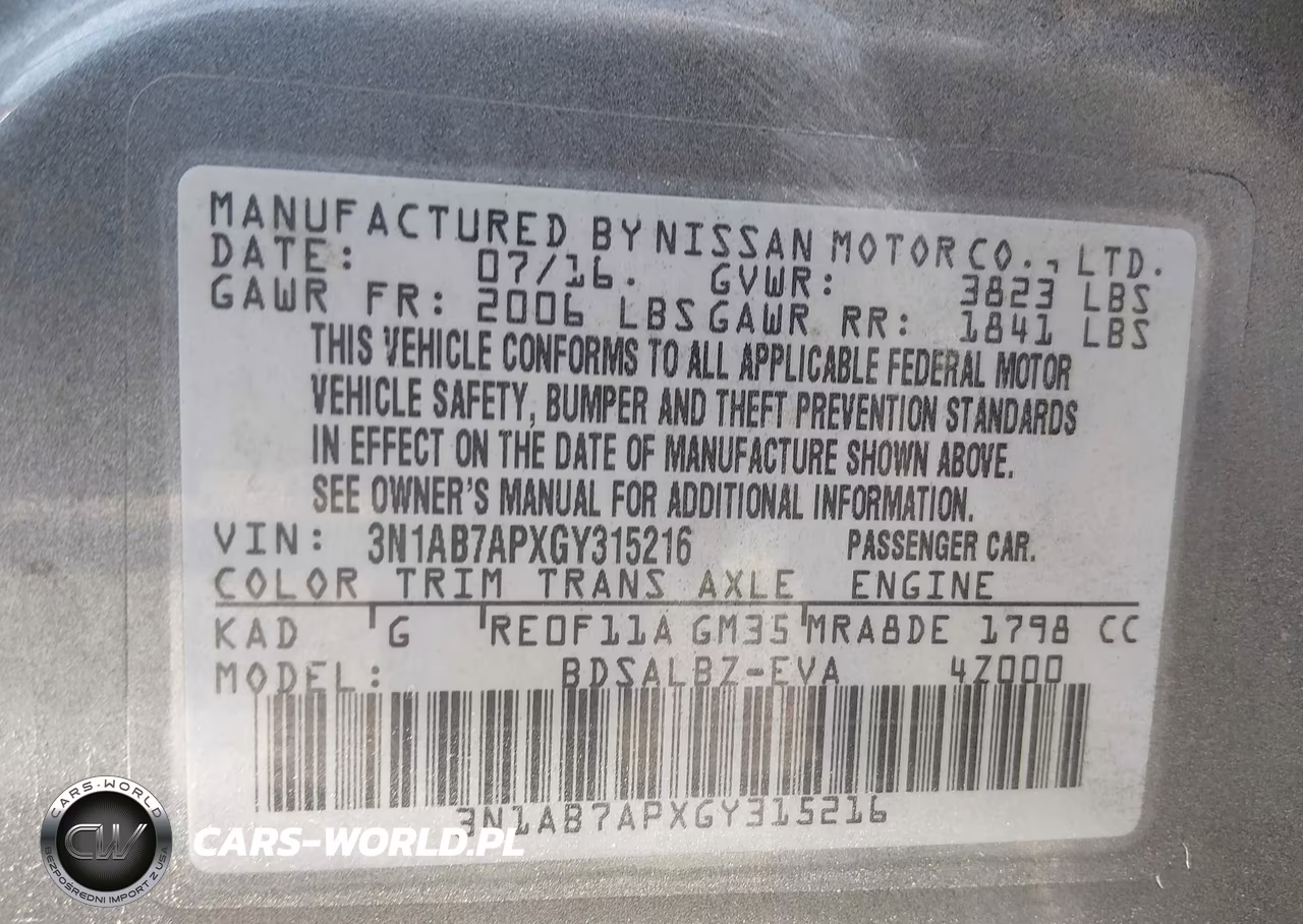 2016 Nissan Sentra S VIN:3N1AB7APXGY315216 - 9