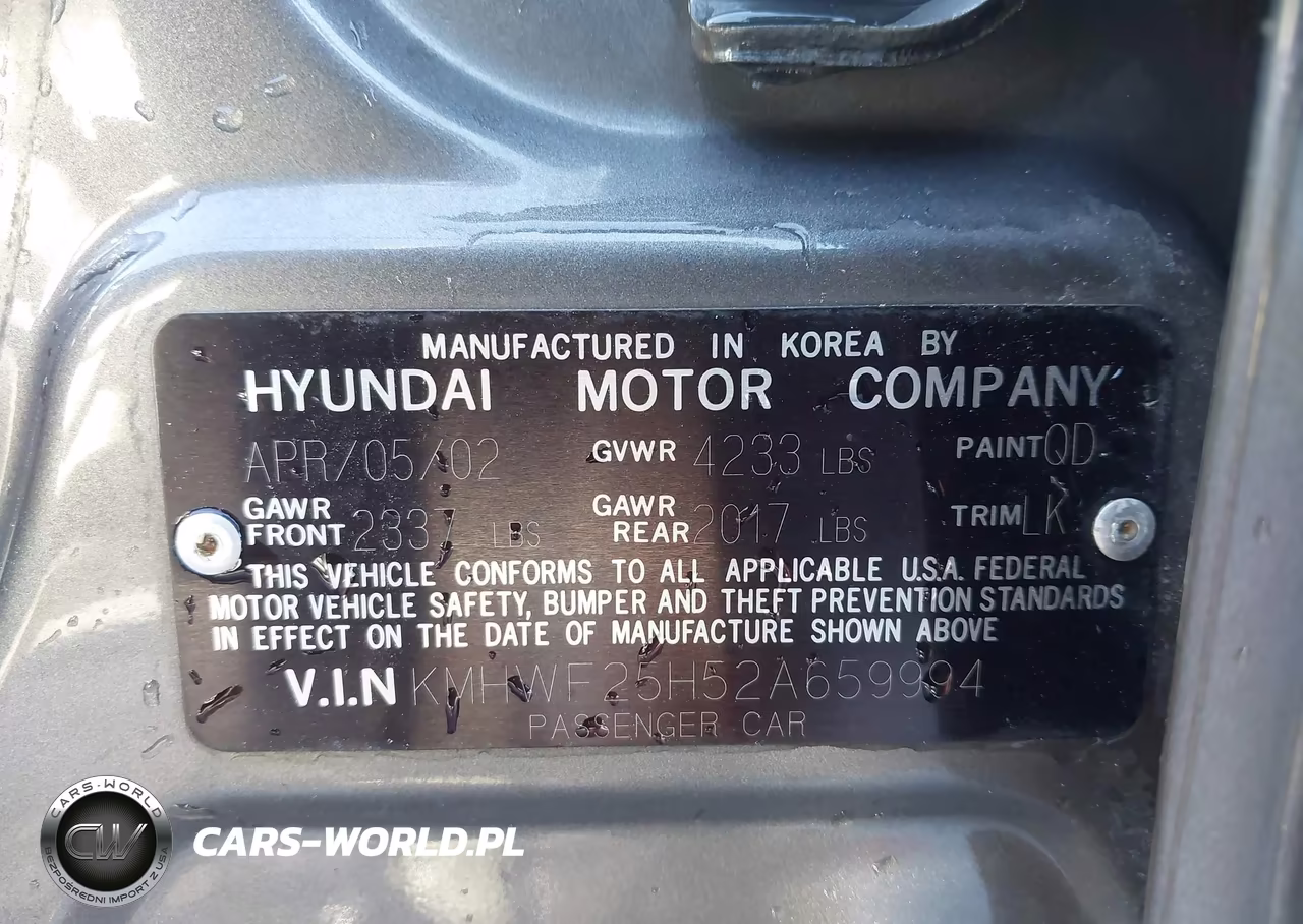 2002 Hyundai Sonata Gl VIN:KMHWF25H52A659994 - 9
