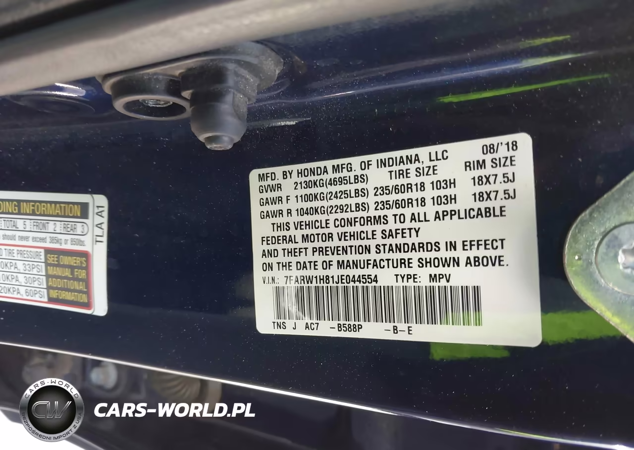 2018 Honda Cr-V Ex-L-Ex-L Navi VIN:7FARW1H81JE044554 - 9