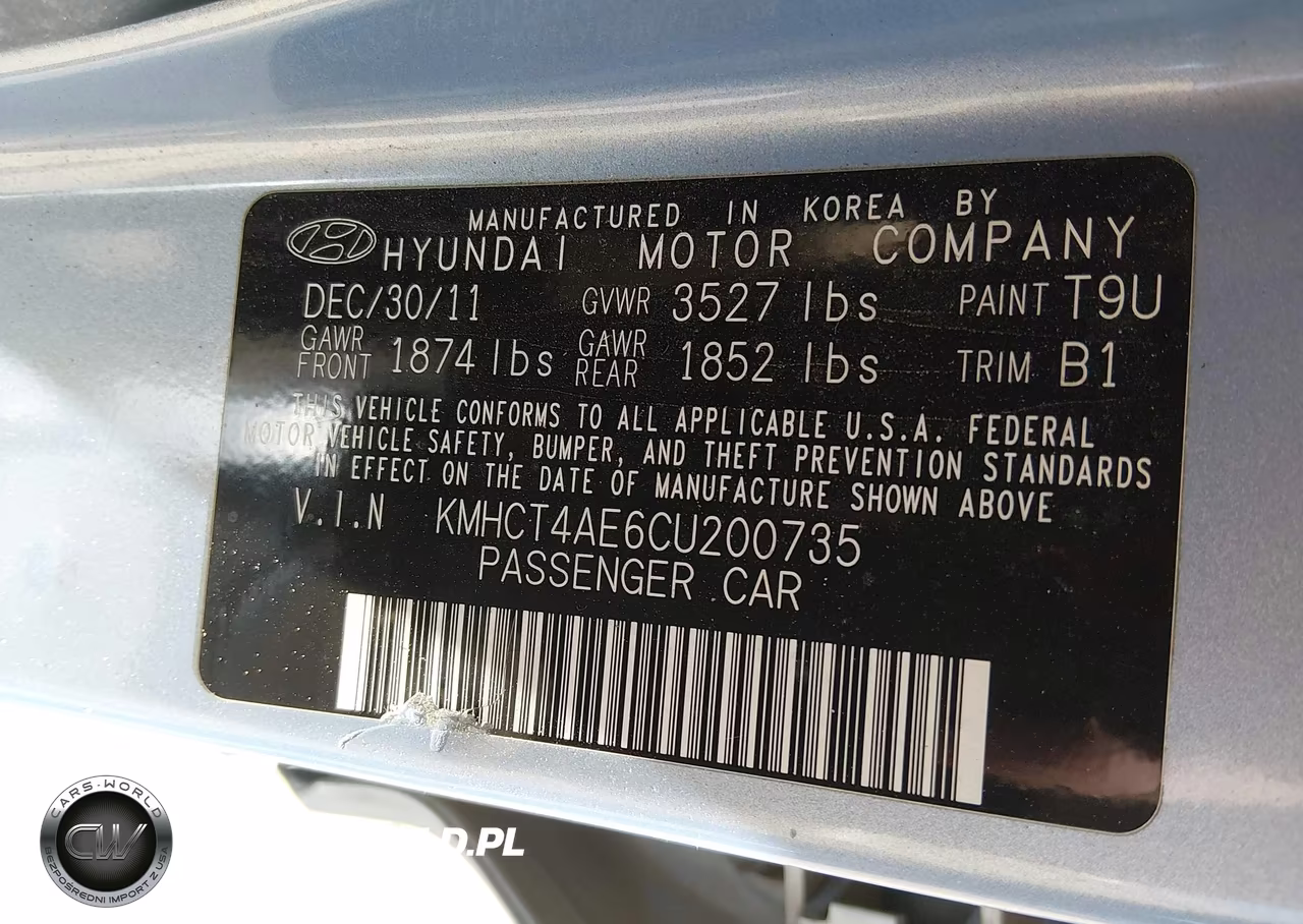 2012 Hyundai Accent Gls VIN:KMHCT4AE6CU200735 - 9
