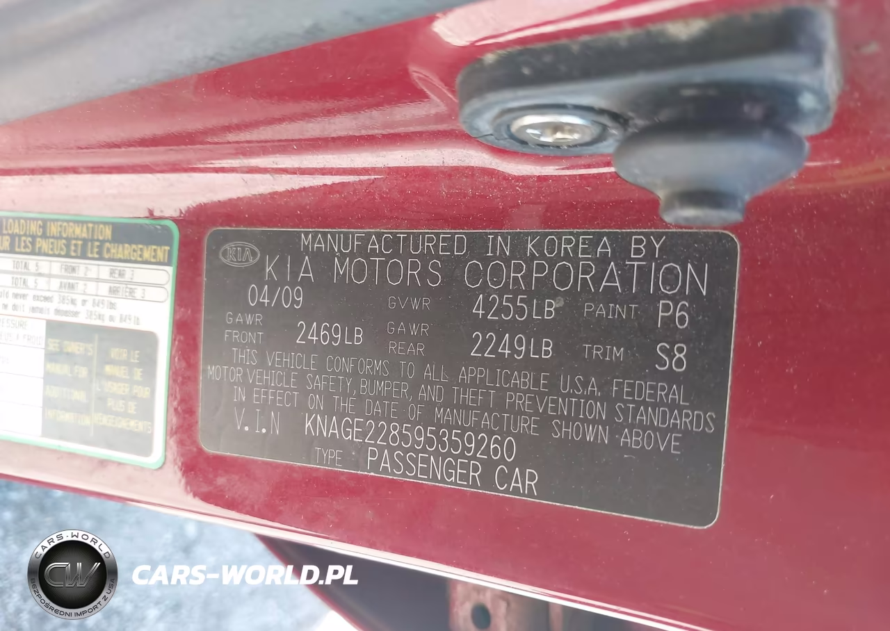 2009 Kia Optima Lx VIN:KNAGE228595359260 - 9