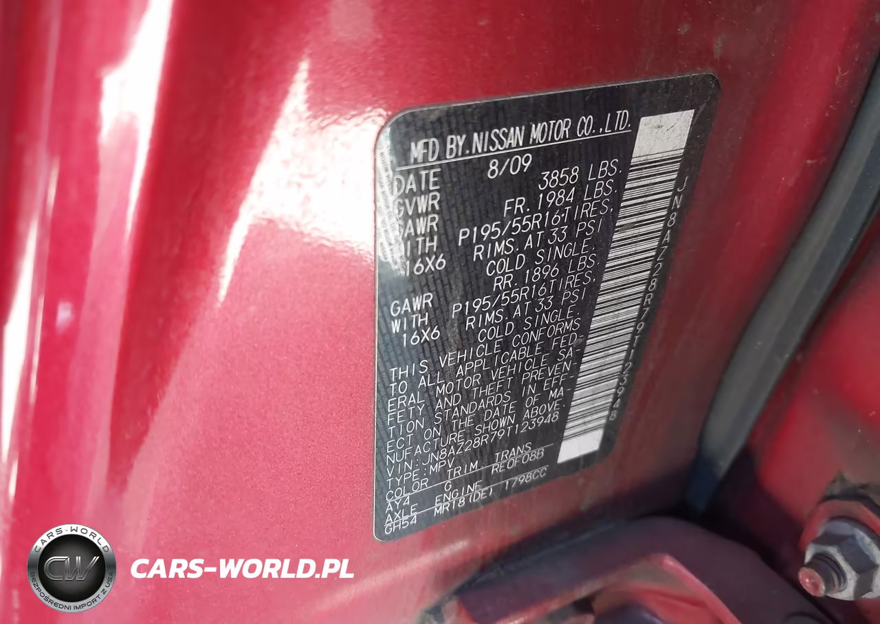 2009 Nissan Cube 1.8Sl VIN:JN8AZ28R79T123948 - 9