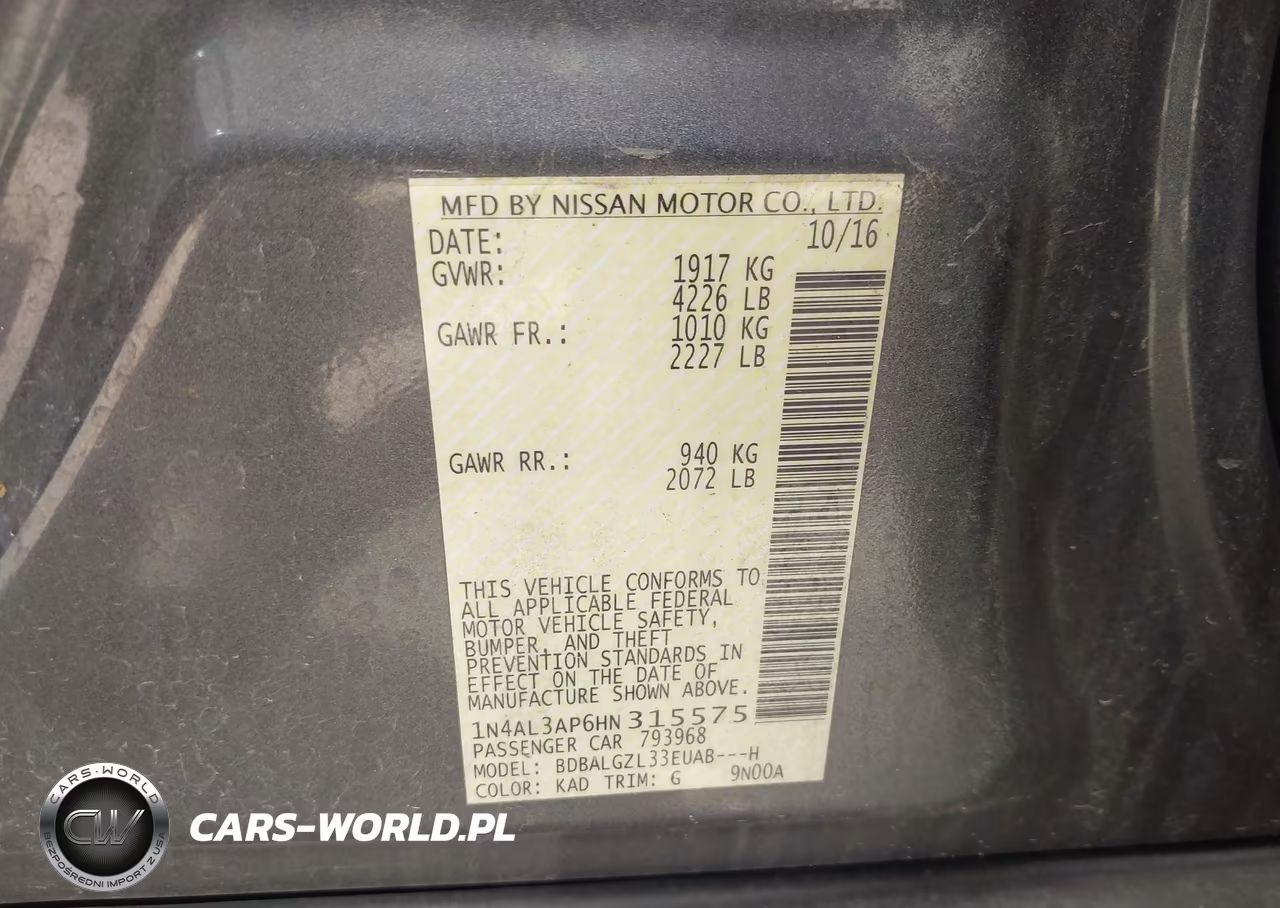 2017 Nissan Altima 2.5 S VIN:1N4AL3AP6HN315575 - 9