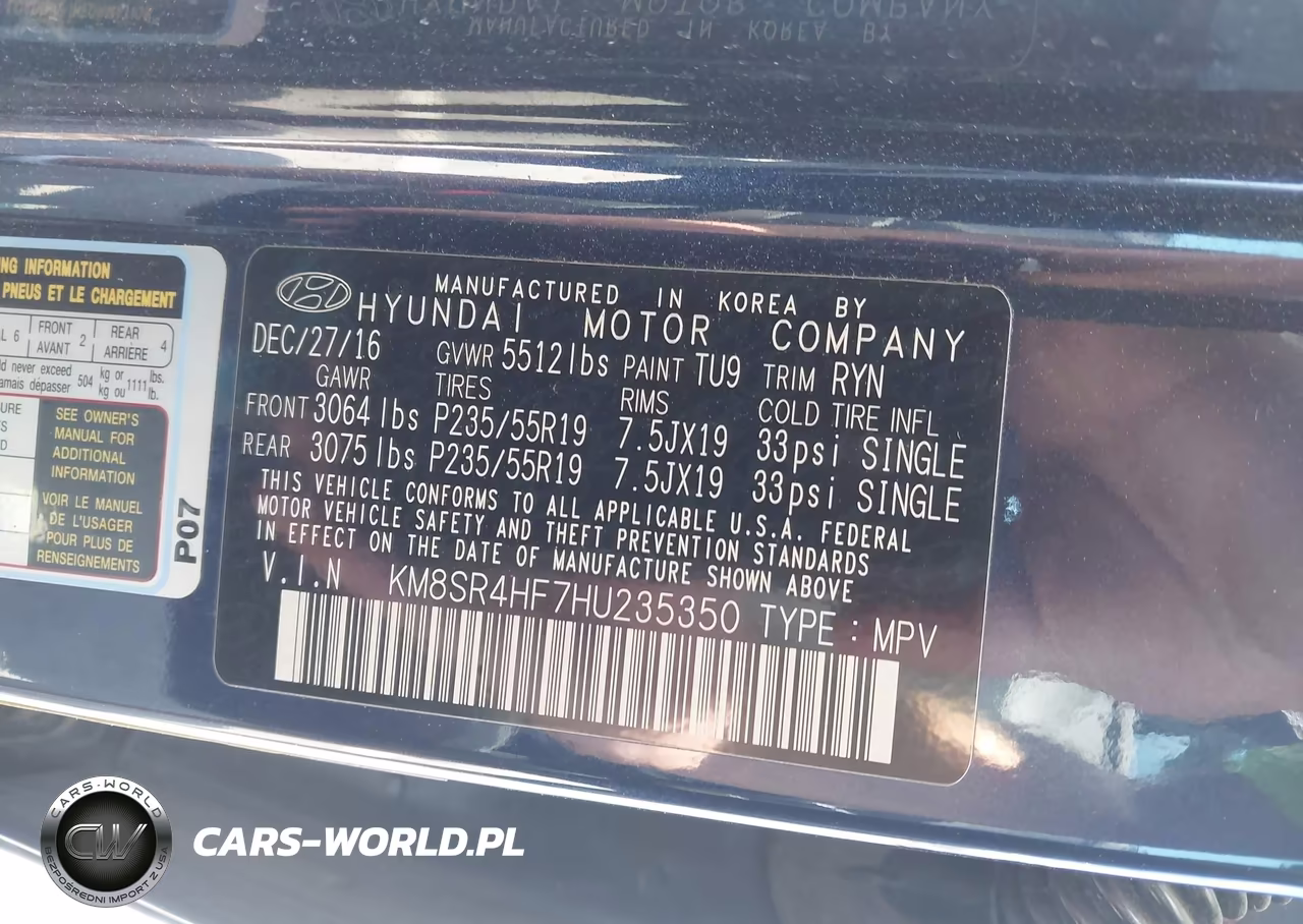 2017 Hyundai Santa Fe Limited Ultimate VIN:KM8SR4HF7HU235350 - 9
