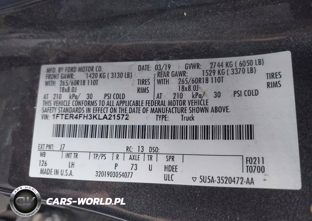 2019 Ford Ranger Xlt VIN:1FTER4FH3KLA21572 - 9