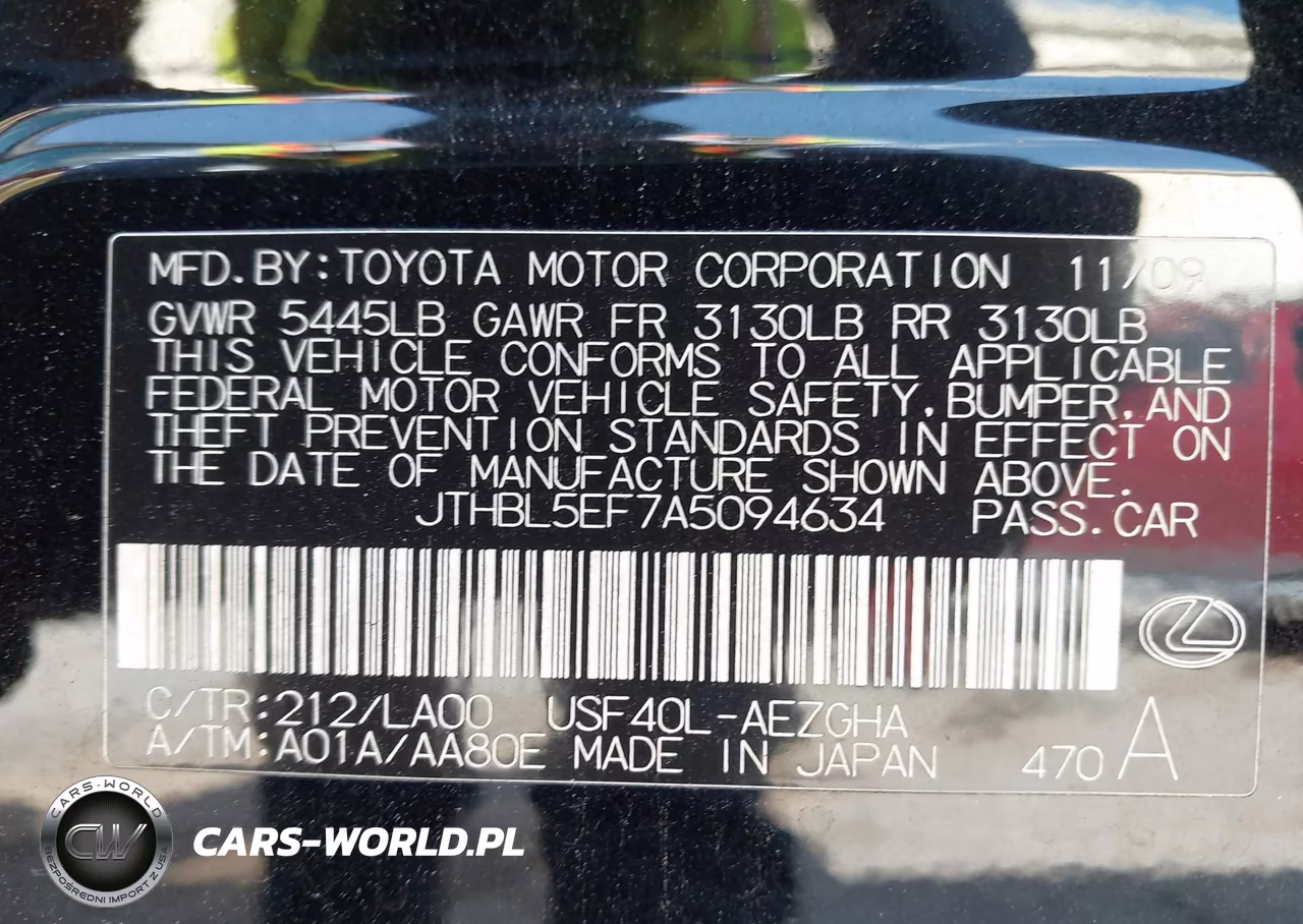 2010 Lexus Ls 460 VIN:JTHBL5EF7A5094634 - 9