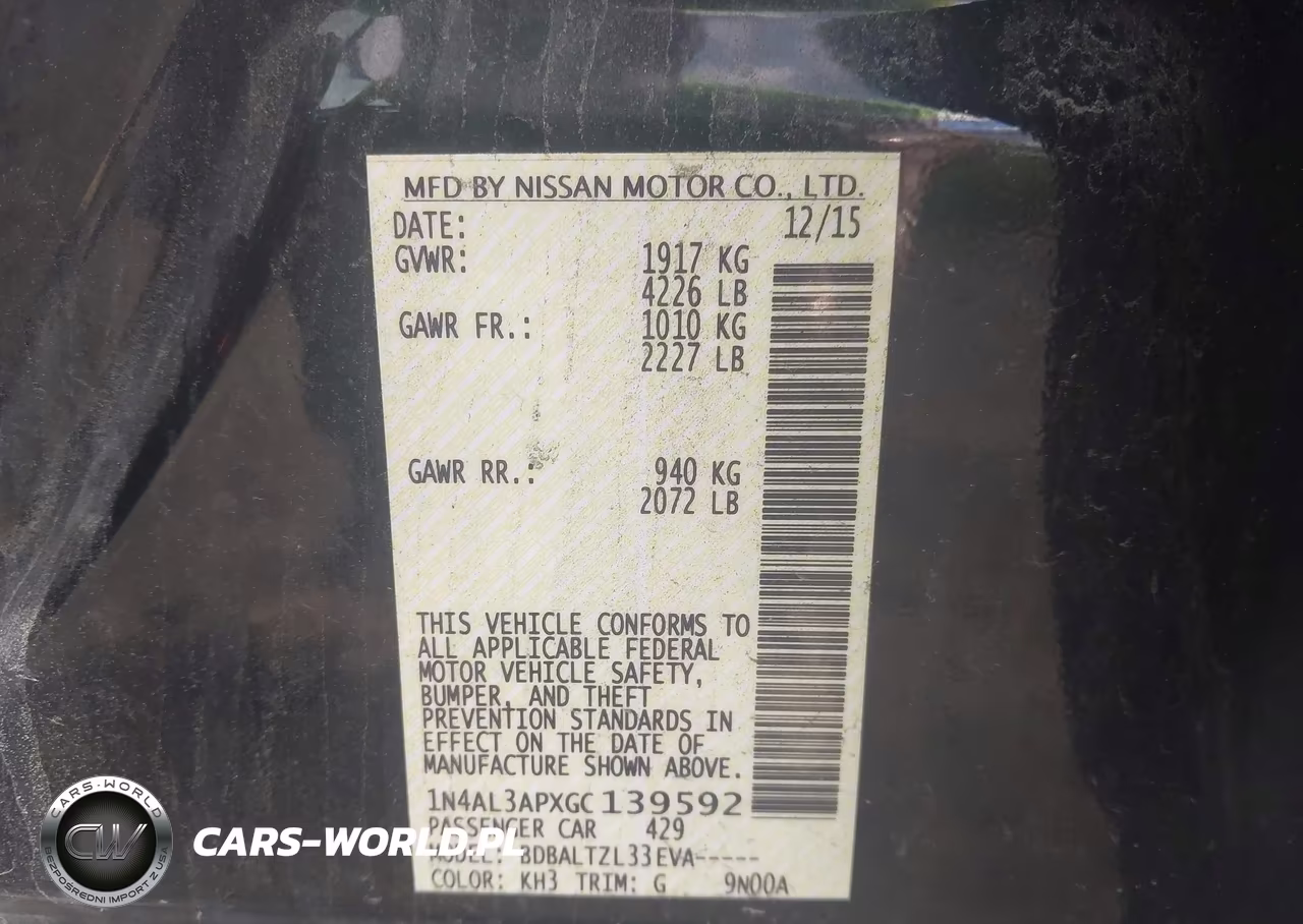 2016 Nissan Altima 2.5 Sl VIN:1N4AL3APXGC139592 - 9