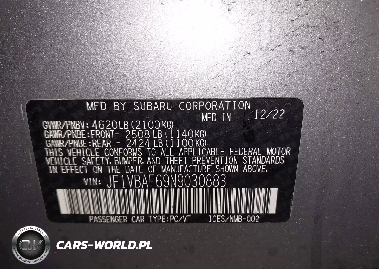 2022 Subaru Wrx Premium VIN:JF1VBAF69N9030883 - 9