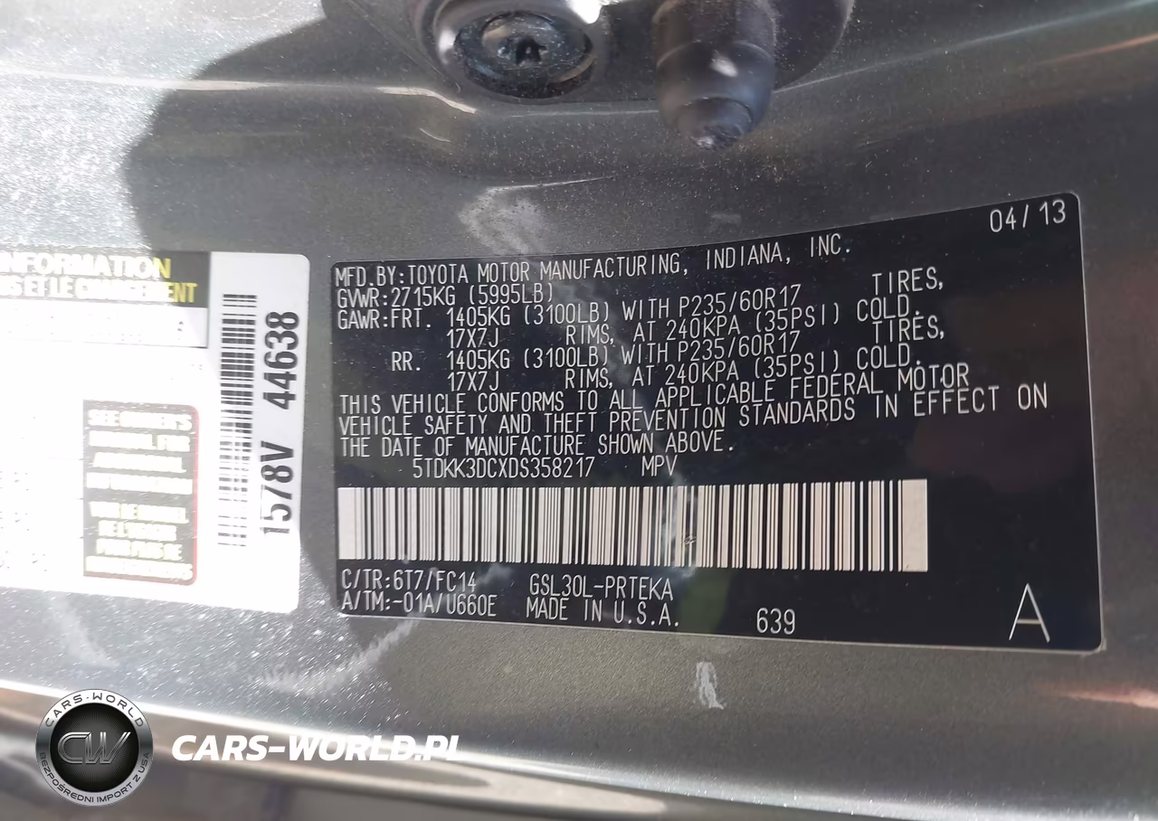 2013 Toyota Sienna Le V6 8 Passenger VIN:5TDKK3DCXDS358217 - 9