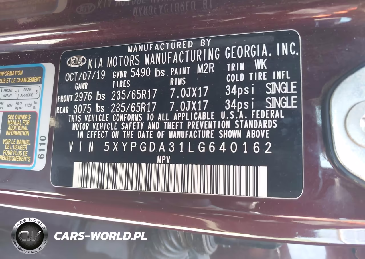 2020 Kia Sorento 2.4L Lx VIN:5XYPGDA31LG640162 - 9