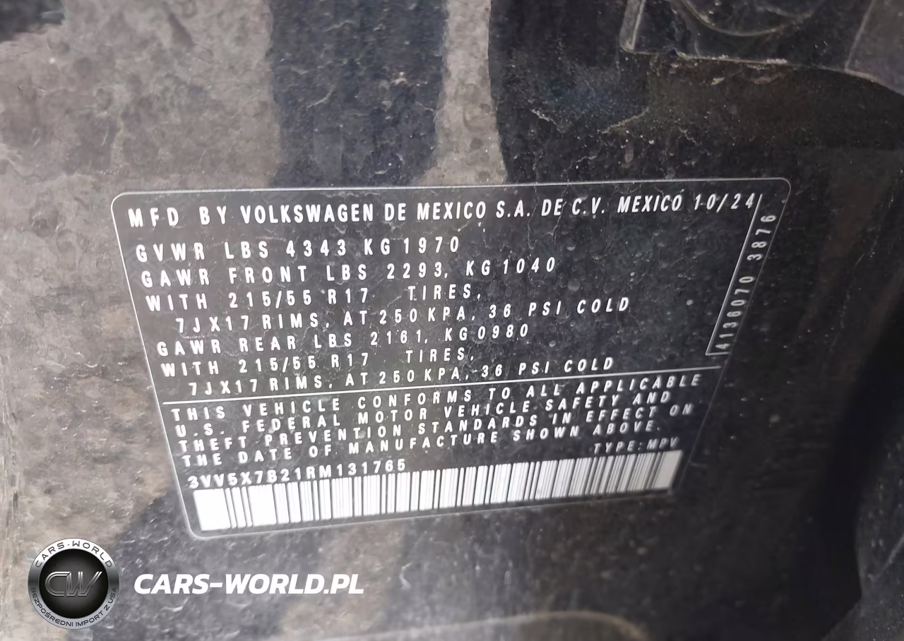 2024 Volkswagen Taos 1.5T S VIN:3VV5X7B21RM131765 - 9