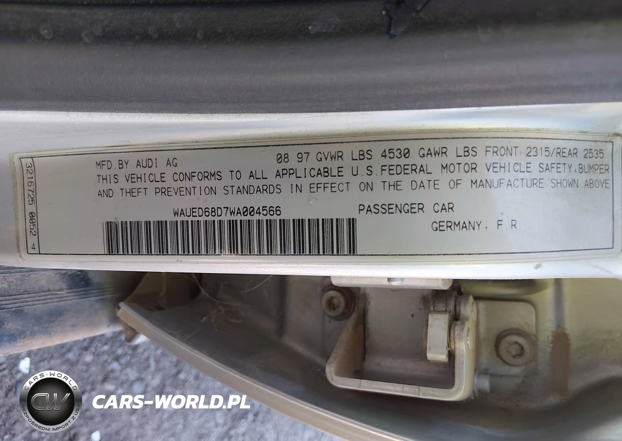 1998 Audi A4 2.8 (A5) Quattro-2.8 (M5) Quattro VIN:WAUED68D7WA004566 - 9