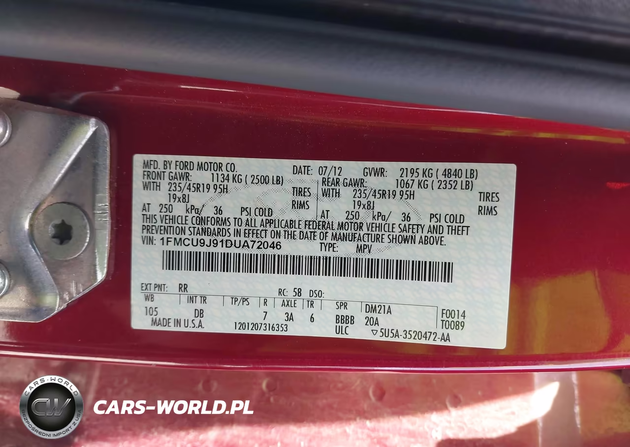 2013 Ford Escape Titanium VIN:1FMCU9J91DUA72046 - 9