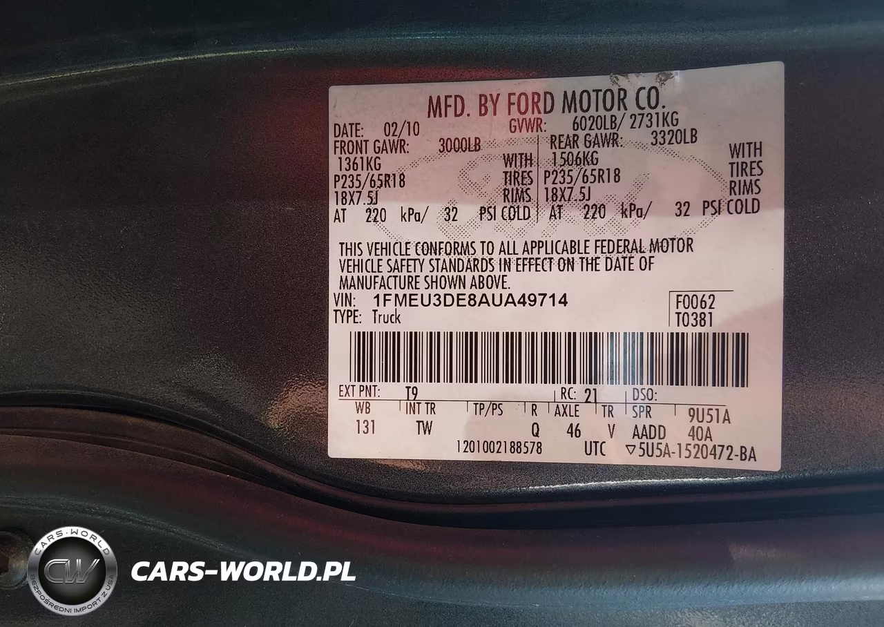 2010 Ford Explorer Sport Trac Limited VIN:1FMEU3DE8AUA49714 - 9