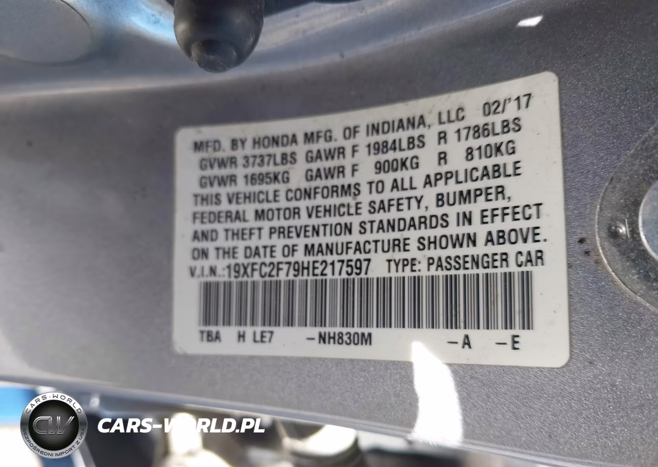 2017 Honda Civic Ex VIN:19XFC2F79HE217597 - 9