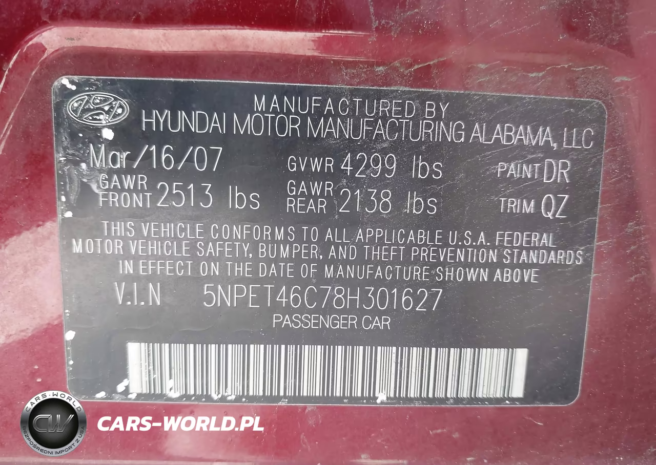 2008 Hyundai Sonata Gls VIN:5NPET46C78H301627 - 9