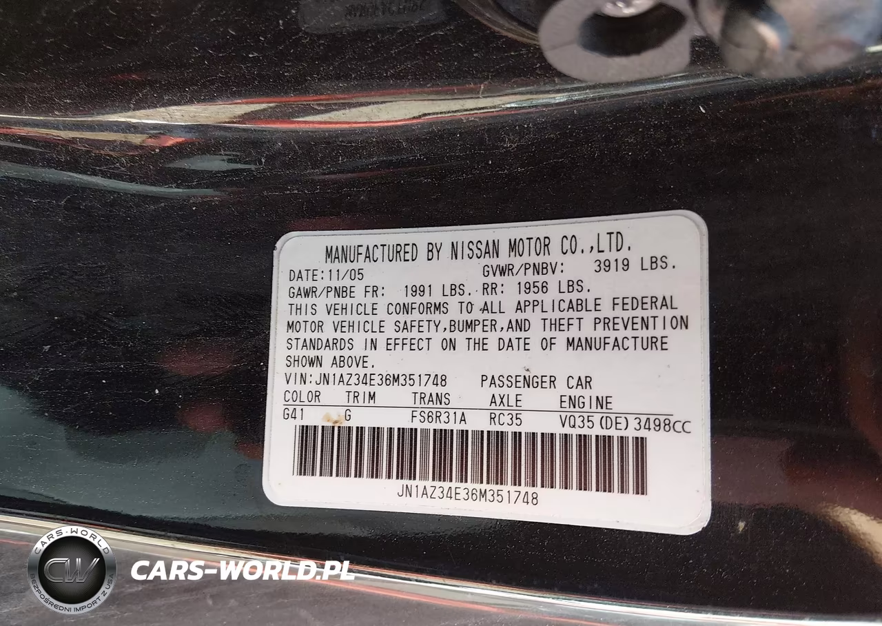 2006 Nissan 350Z Grand Touring VIN:JN1AZ34E36M351748 - 9