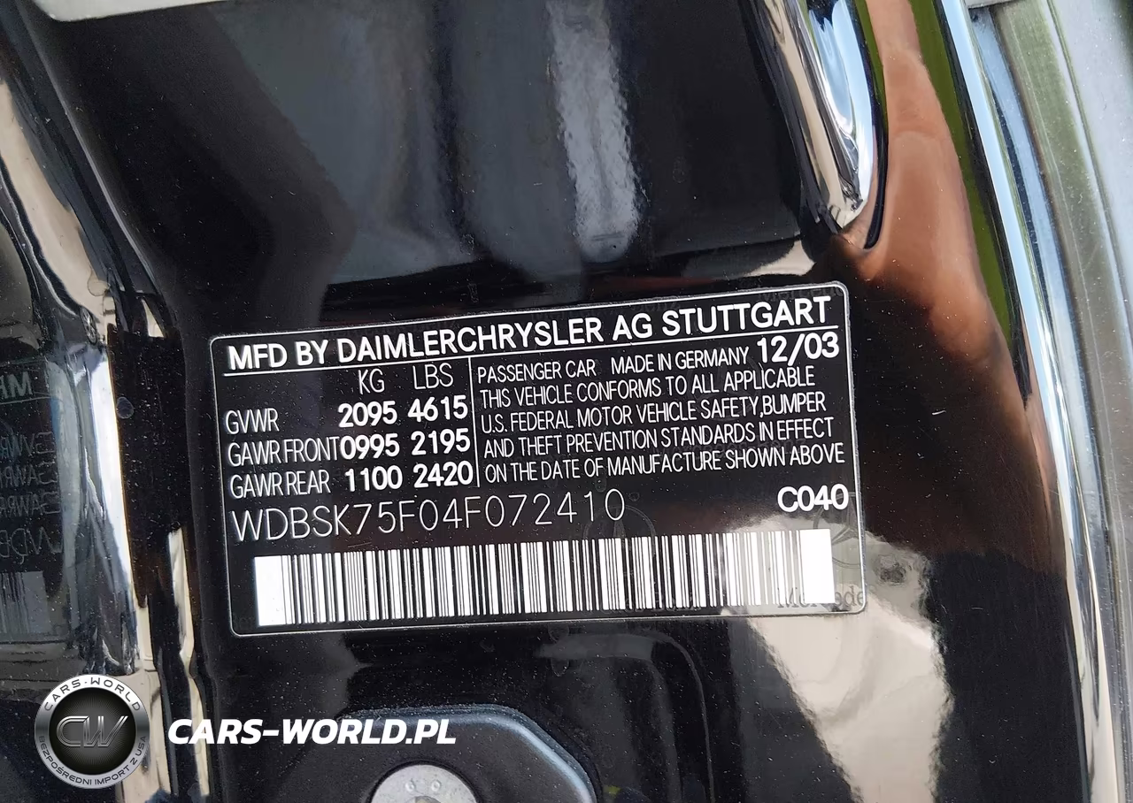 2004 Mercedes-Benz Sl 500 VIN:WDBSK75F04F072410 - 9