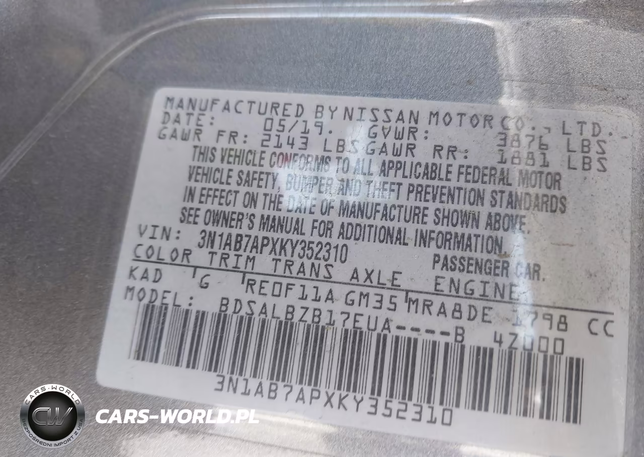 2019 Nissan Sentra S VIN:3N1AB7APXKY352310 - 9