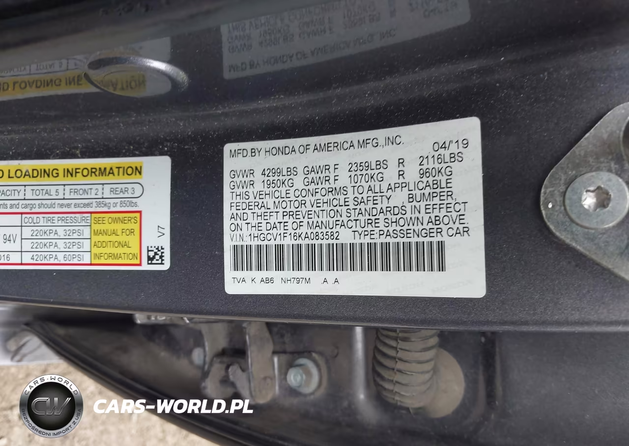 2019 Honda Accord Lx VIN:1HGCV1F16KA083582 - 9