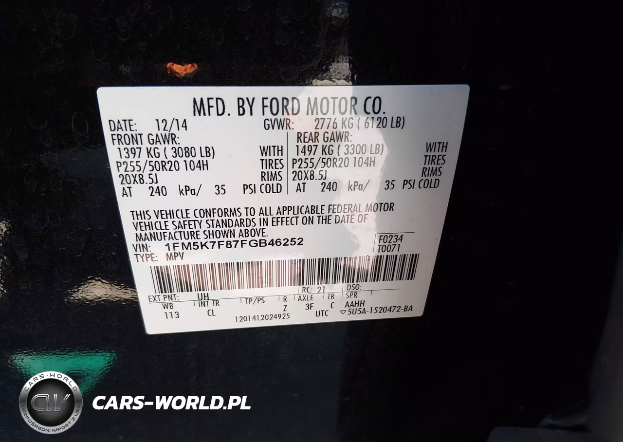 2015 Ford Explorer Limited VIN:1FM5K7F87FGB46252 - 9