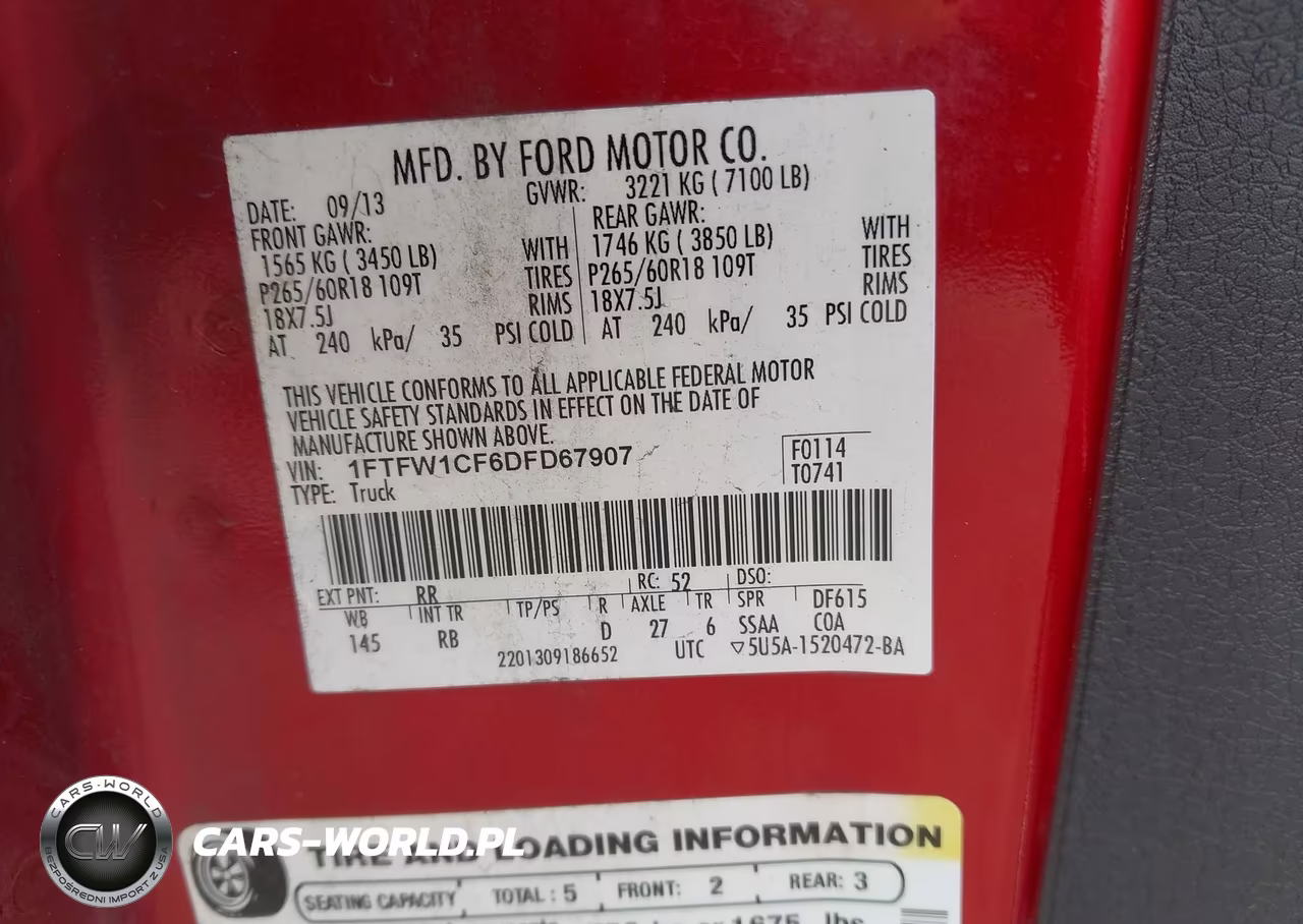 2013 Ford F-150 Fx2 VIN:1FTFW1CF6DFD67907 - 9
