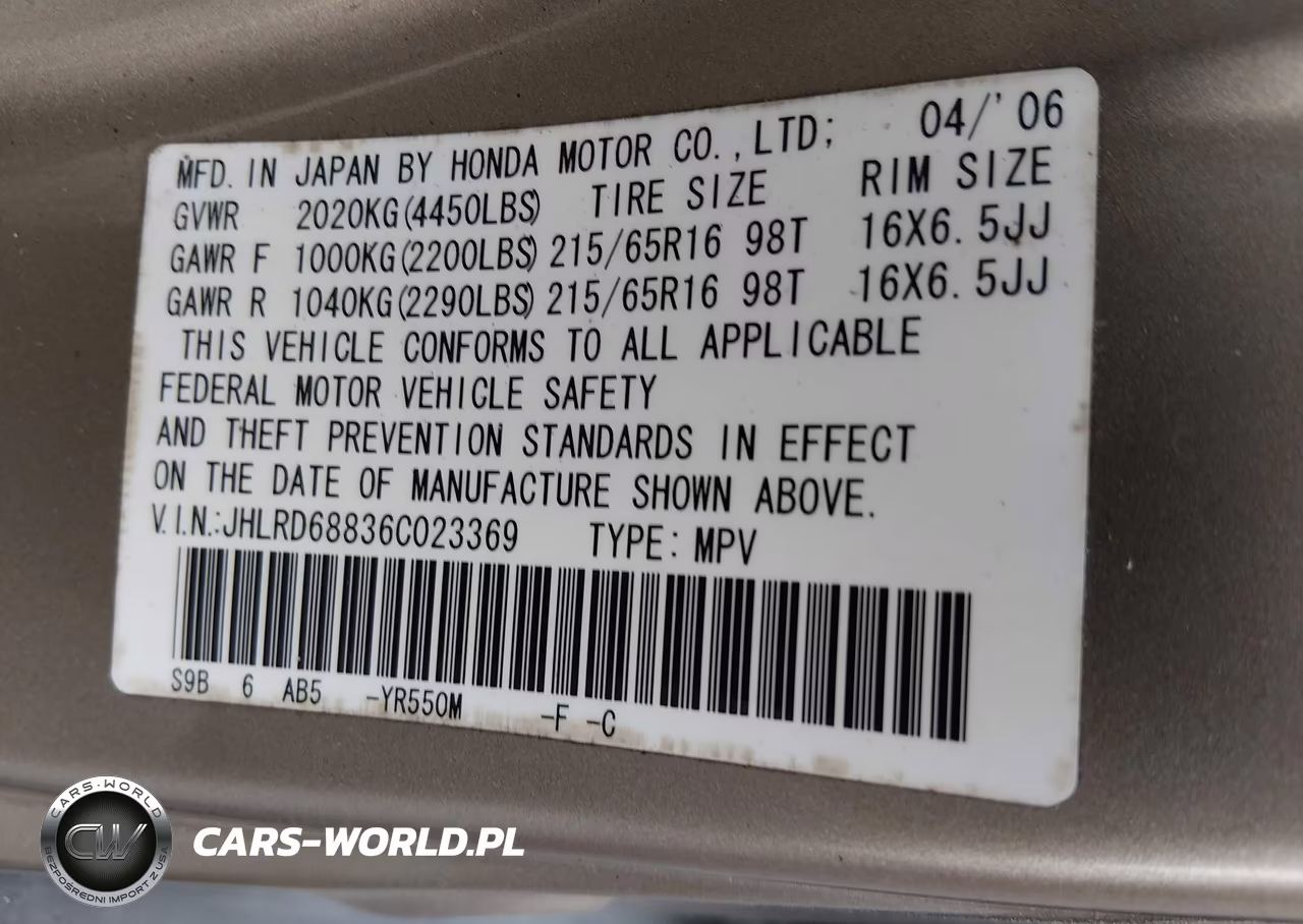 2006 Honda Cr-V Ex VIN:JHLRD68836C023369 - 9