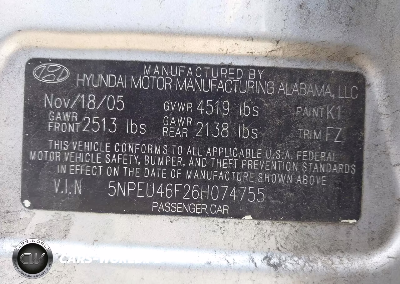 2006 Hyundai Sonata Gls V6-Lx V6 VIN:5NPEU46F26H074755 - 9