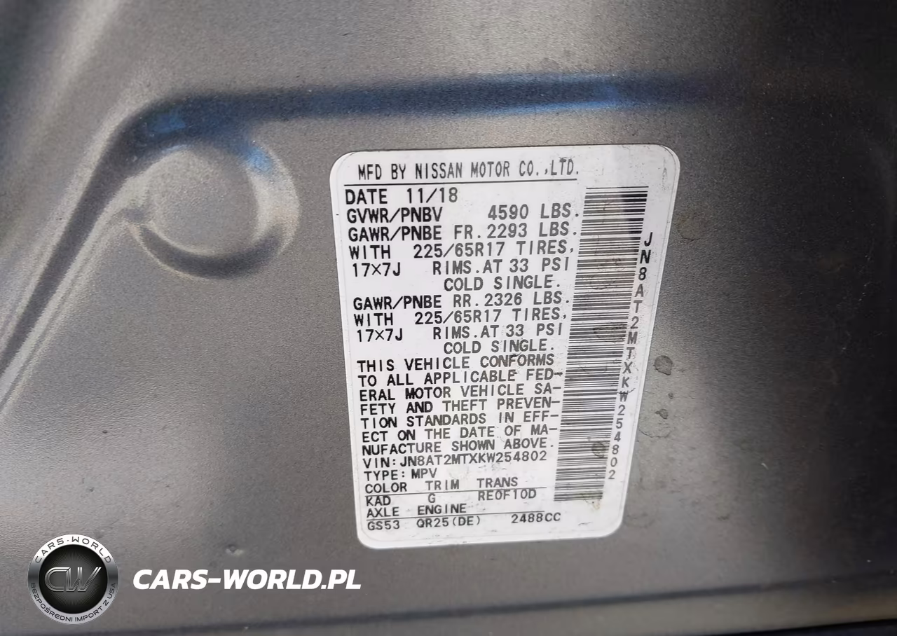 2019 Nissan Rogue Sv VIN:JN8AT2MTXKW254802 - 9