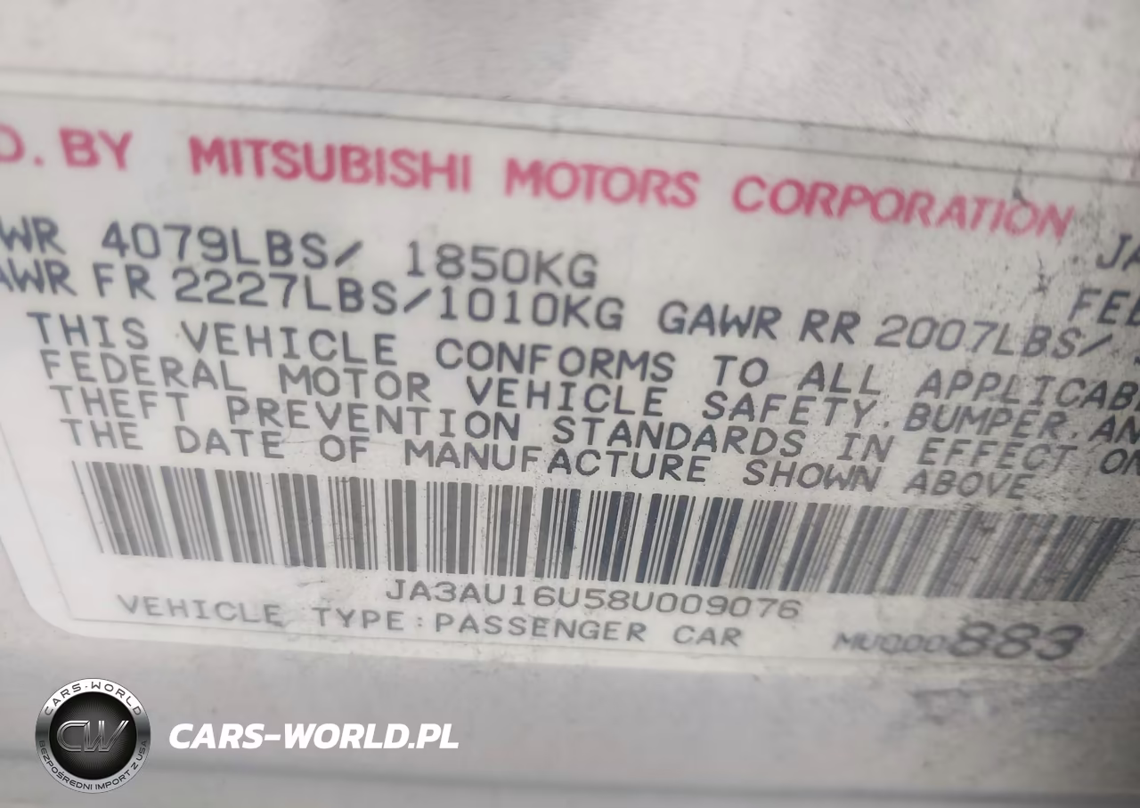 2008 Mitsubishi Lancer De VIN:JA3AU16U58U009076 - 9