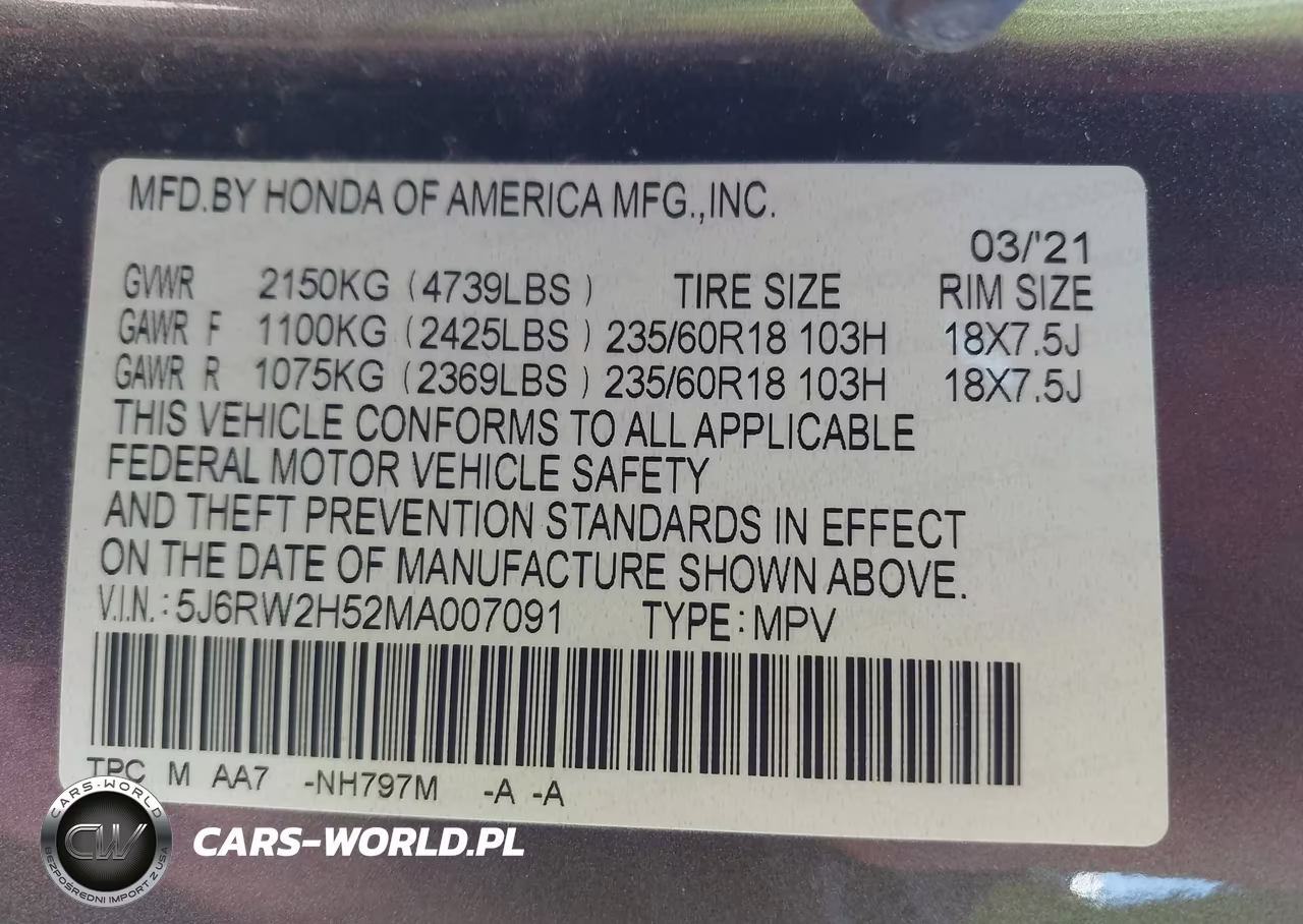2021 Honda Cr-V Awd Ex VIN:5J6RW2H52MA007091 - 9