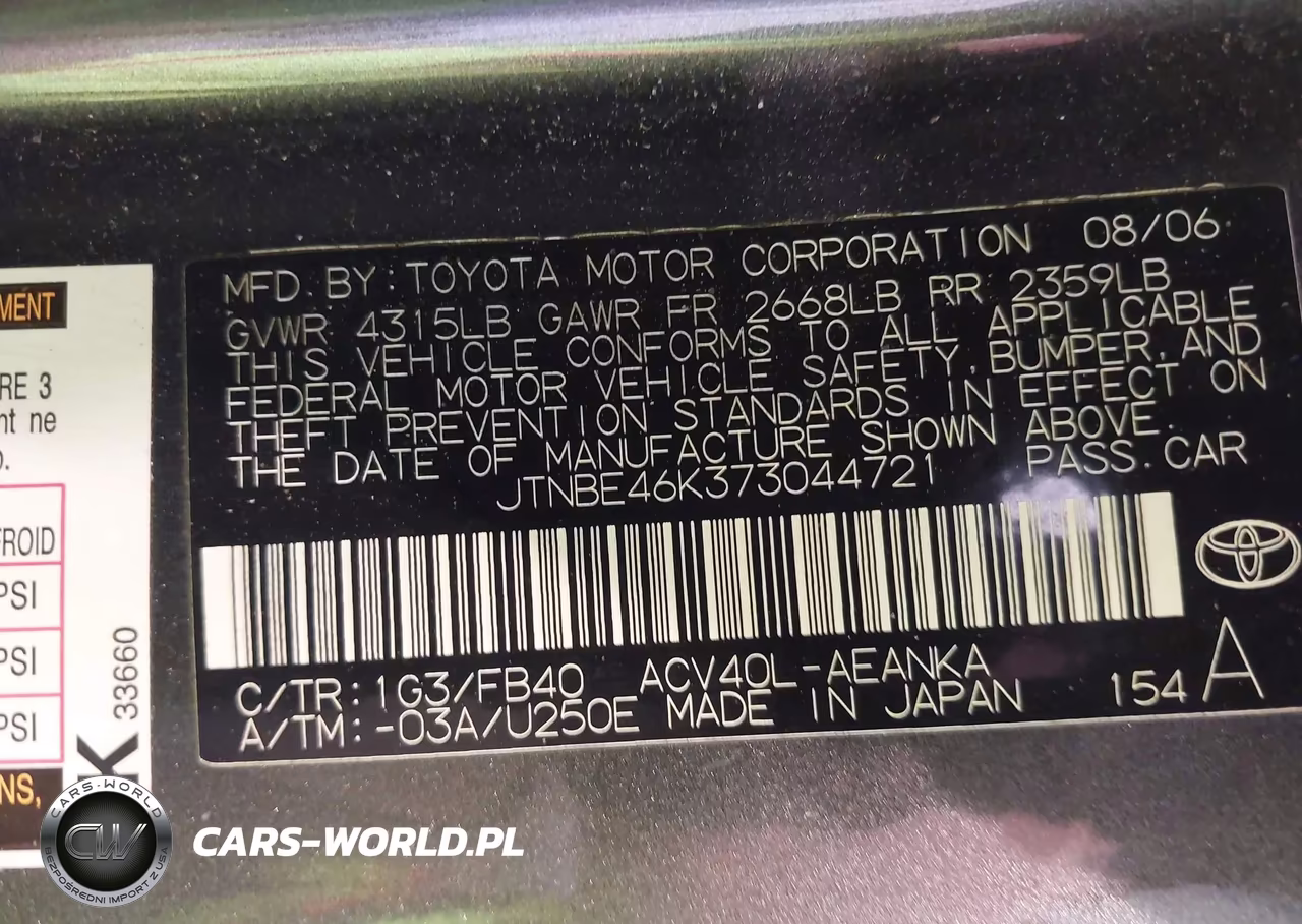 2007 Toyota Camry Le VIN:JTNBE46K373044721 - 9