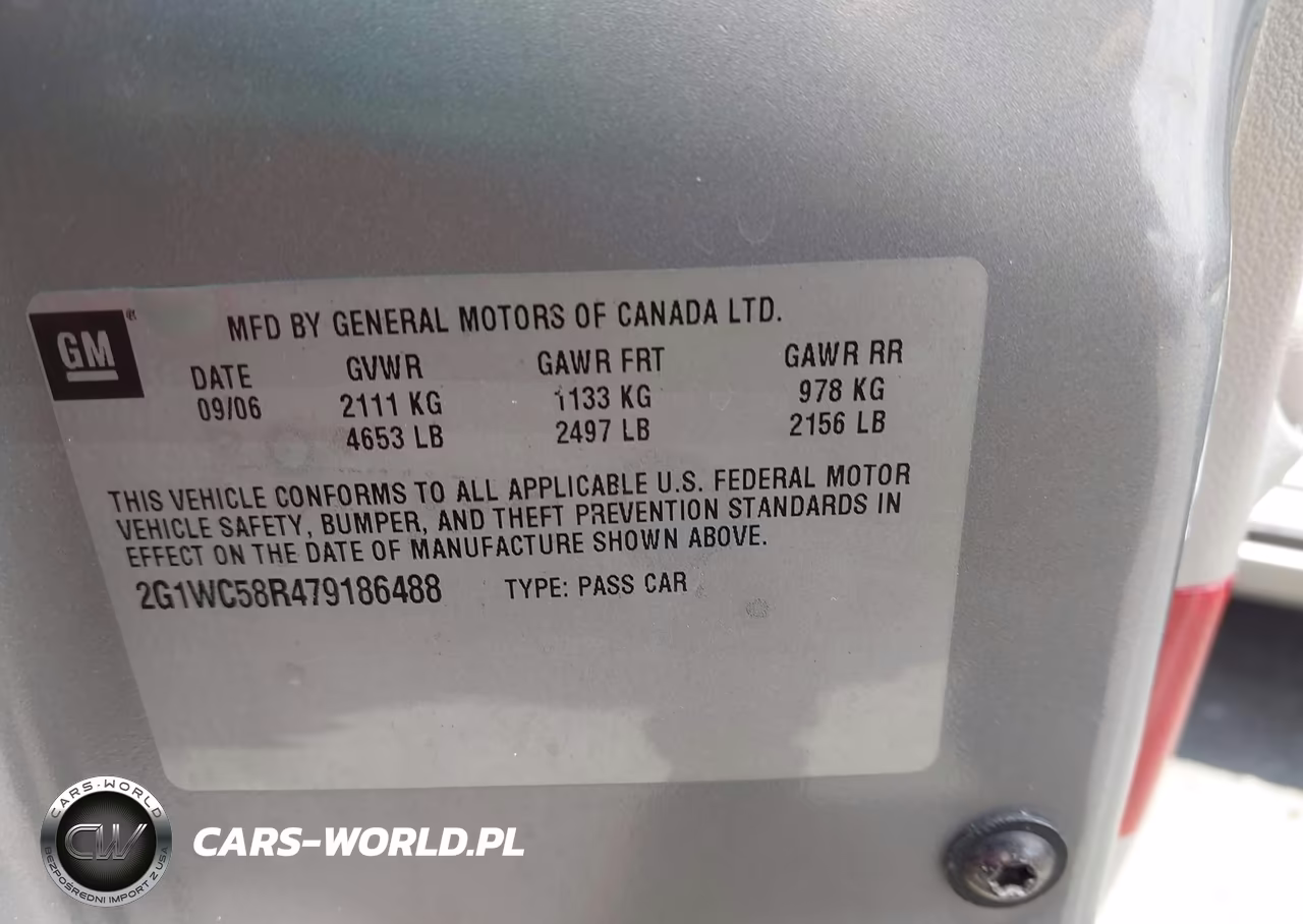 2007 Chevrolet Impala 3.9L Lt VIN:2G1WC58R479186488 - 9