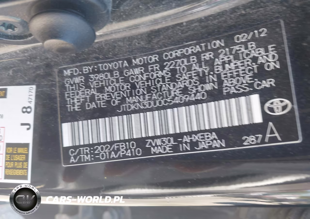 2012 Toyota Prius VIN:JTDKN3DU0C5409440 - 9