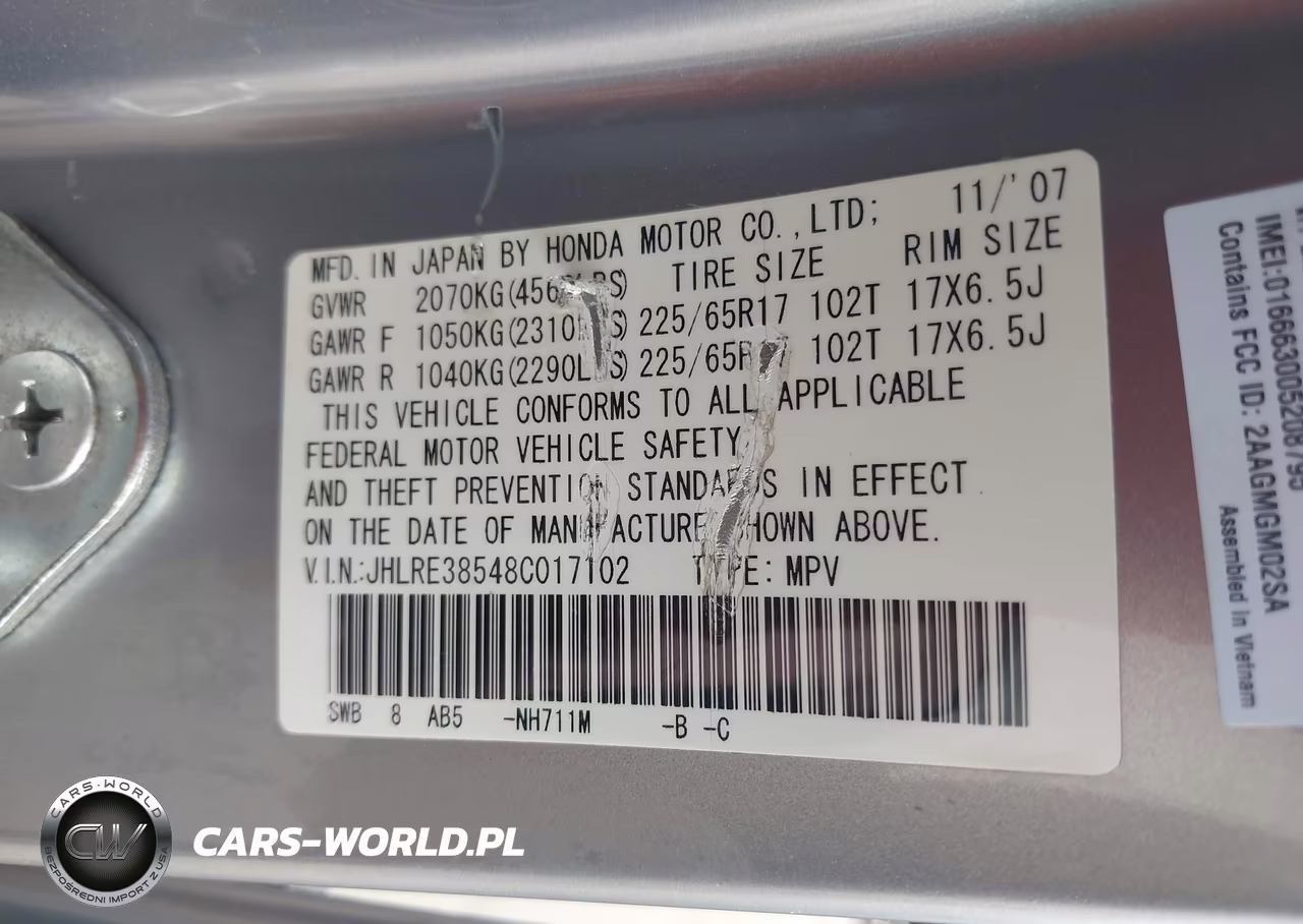 2008 Honda Cr-V Ex VIN:JHLRE38548C017102 - 9