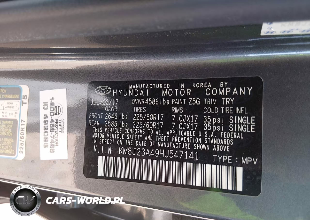 2017 Hyundai Tucson Se VIN:KM8J23A49HU547141 - 9